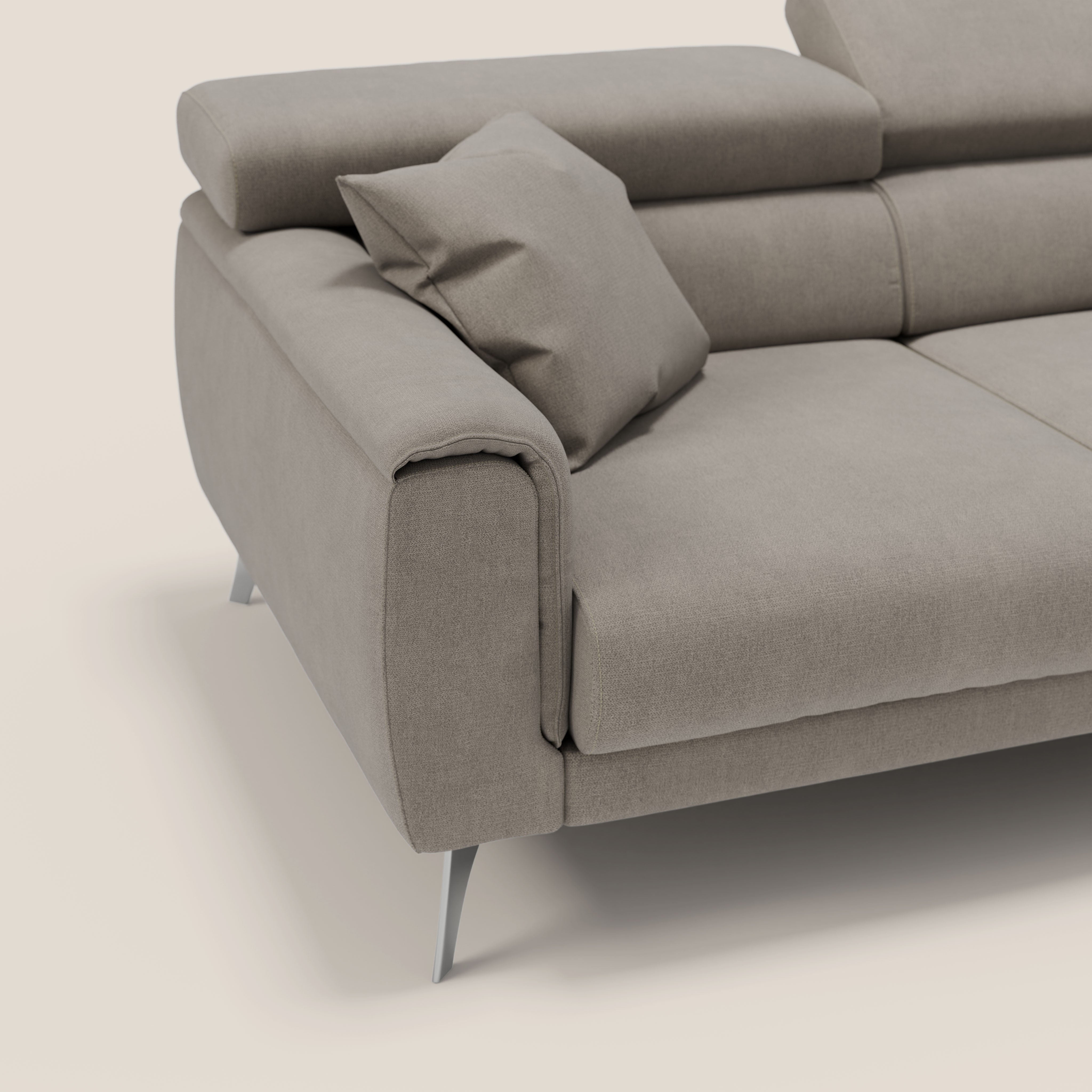 Caravaggio Divano angolare con sedute scorrevoli in tessuto morbido impermeabile T02 beige - divani.store