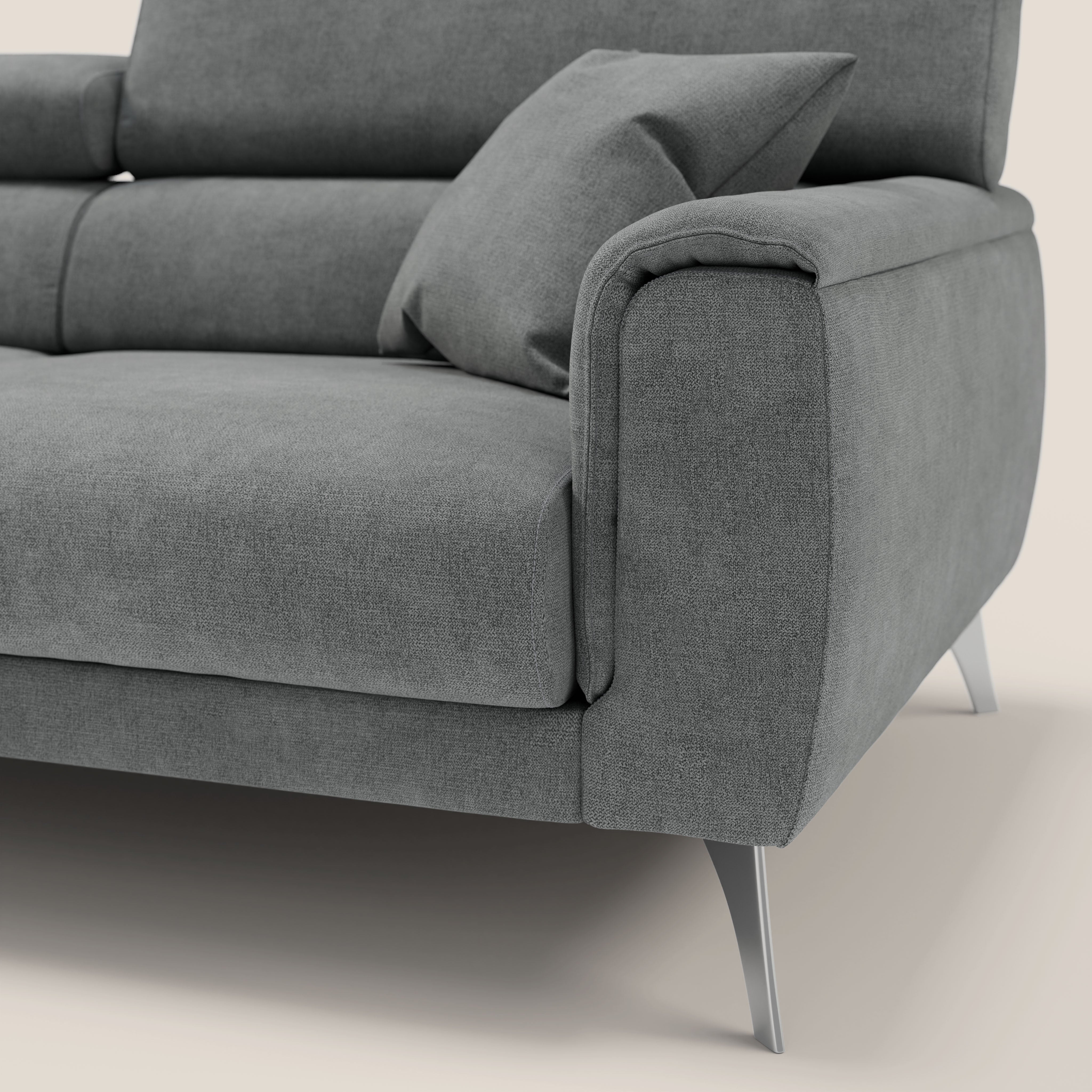 Caravaggio divano con sedute allungabili e poggiatesta reclinabili in tessuto impermeabile T02 - divani.store