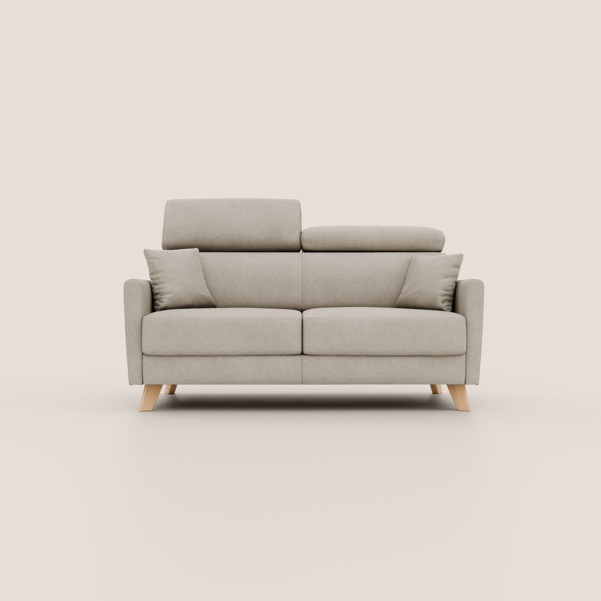 Francy Schlafsofa 200 cm (mat. 160x197 cm) mit verstellbaren Kopfstützen aus abwaschbarem Stoff T17 CREME