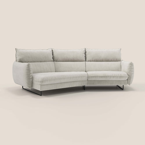Monamour divano moderno angolare con opzione relax elettrico in microfibra smacchiabile impermeabile T11 panna - divani.store