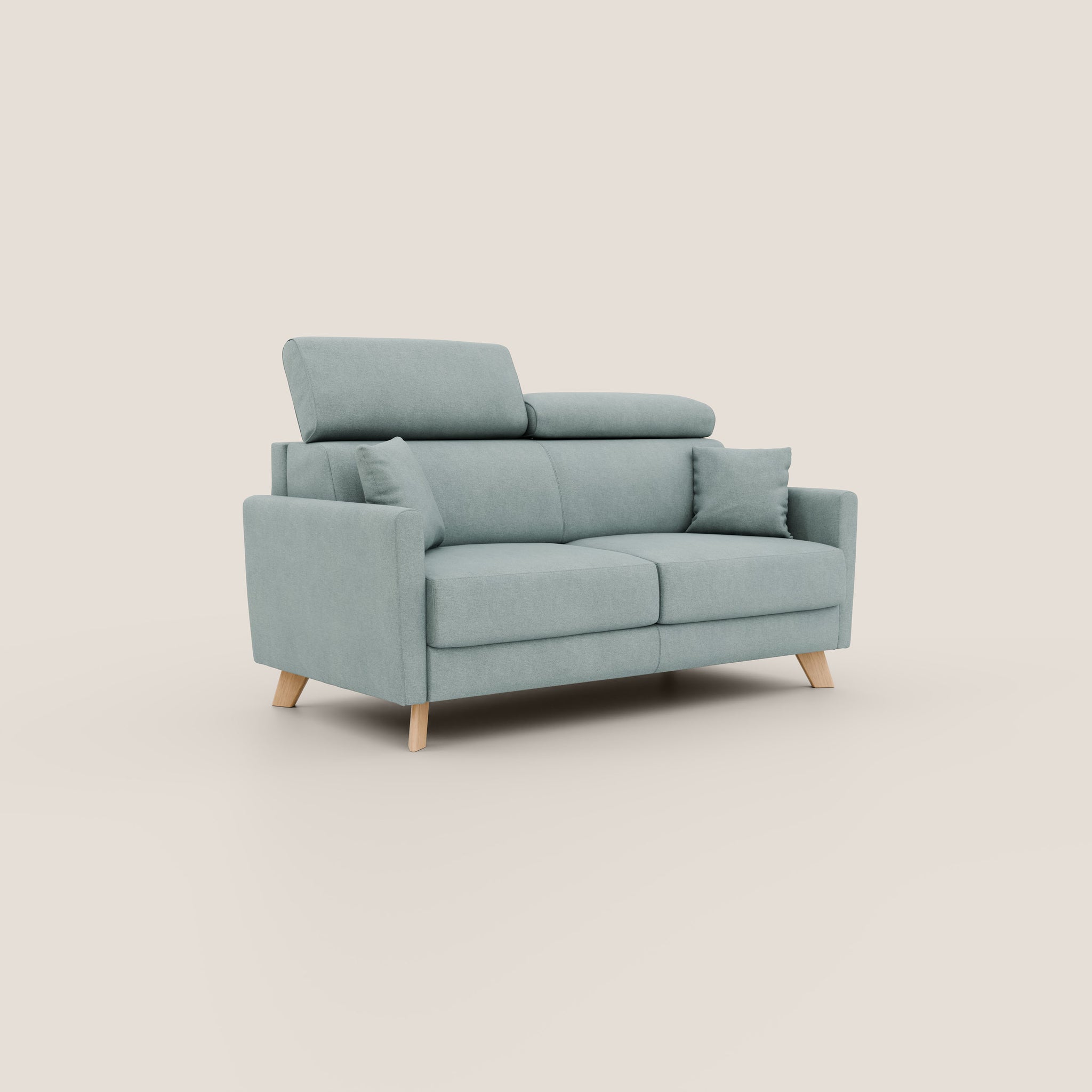 Francy Schlafsofa 200 cm (mat. 160x197 cm) mit verstellbaren Kopfstützen aus abwaschbarem Stoff T17 AQUAMARIN