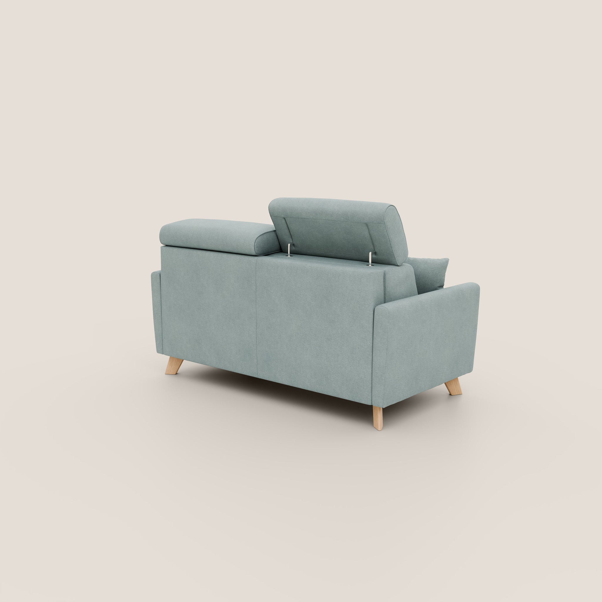 Francy Schlafsofa 180 cm (mat. 140x197 cm) mit verstellbaren Kopfstützen aus abwaschbarem Stoff T17 AQUAMARIN