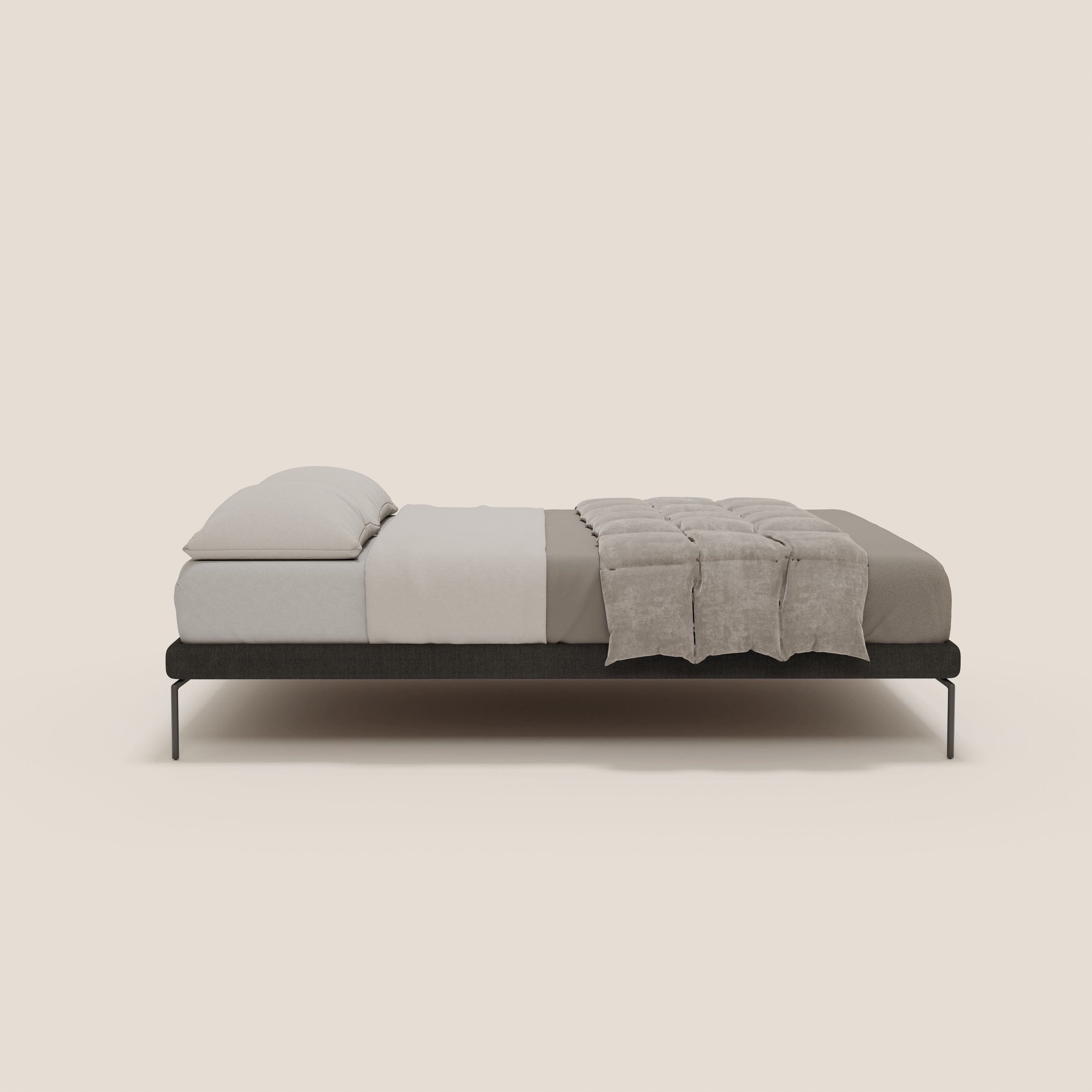 Ring sommier sfoderabile con piedi alti 24 cm in tessuto impermeabile T14 antracite - divani.store