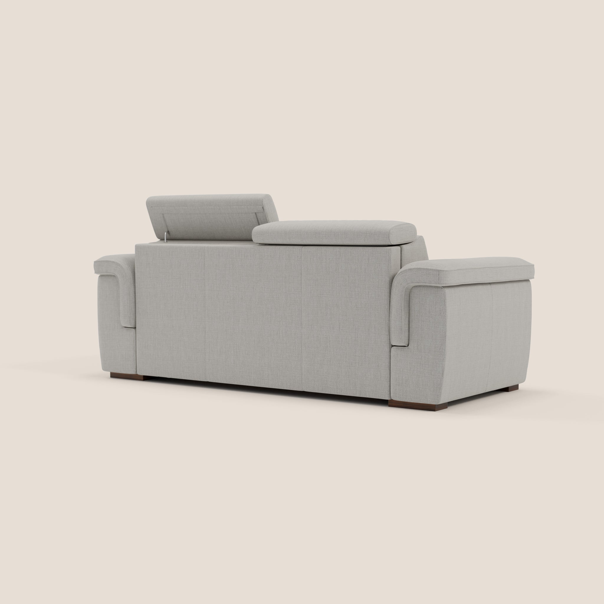 Giunone Schlafsofa 220 cm (mat. 140x197 cm) mit 18 cm hoher Matratze und verstellbaren Kopfstützen aus wasserfestem Stoff T19 CREME