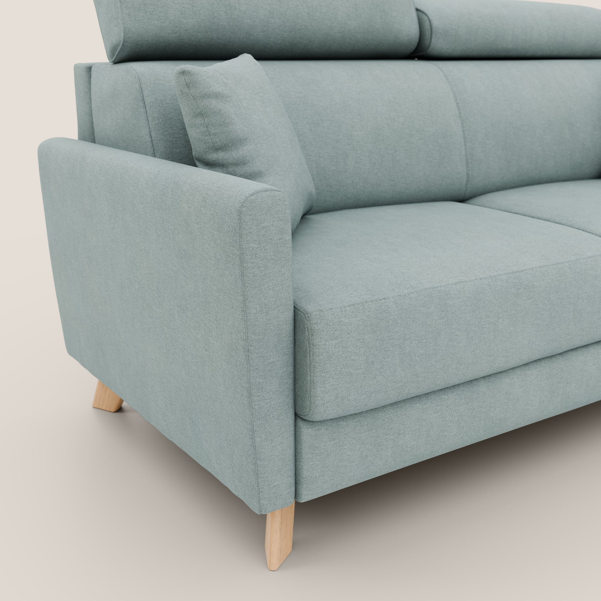 Francy Schlafsofa 180 cm (mat. 140x197 cm) mit verstellbaren Kopfstützen aus abwaschbarem Stoff T17 AQUAMARIN