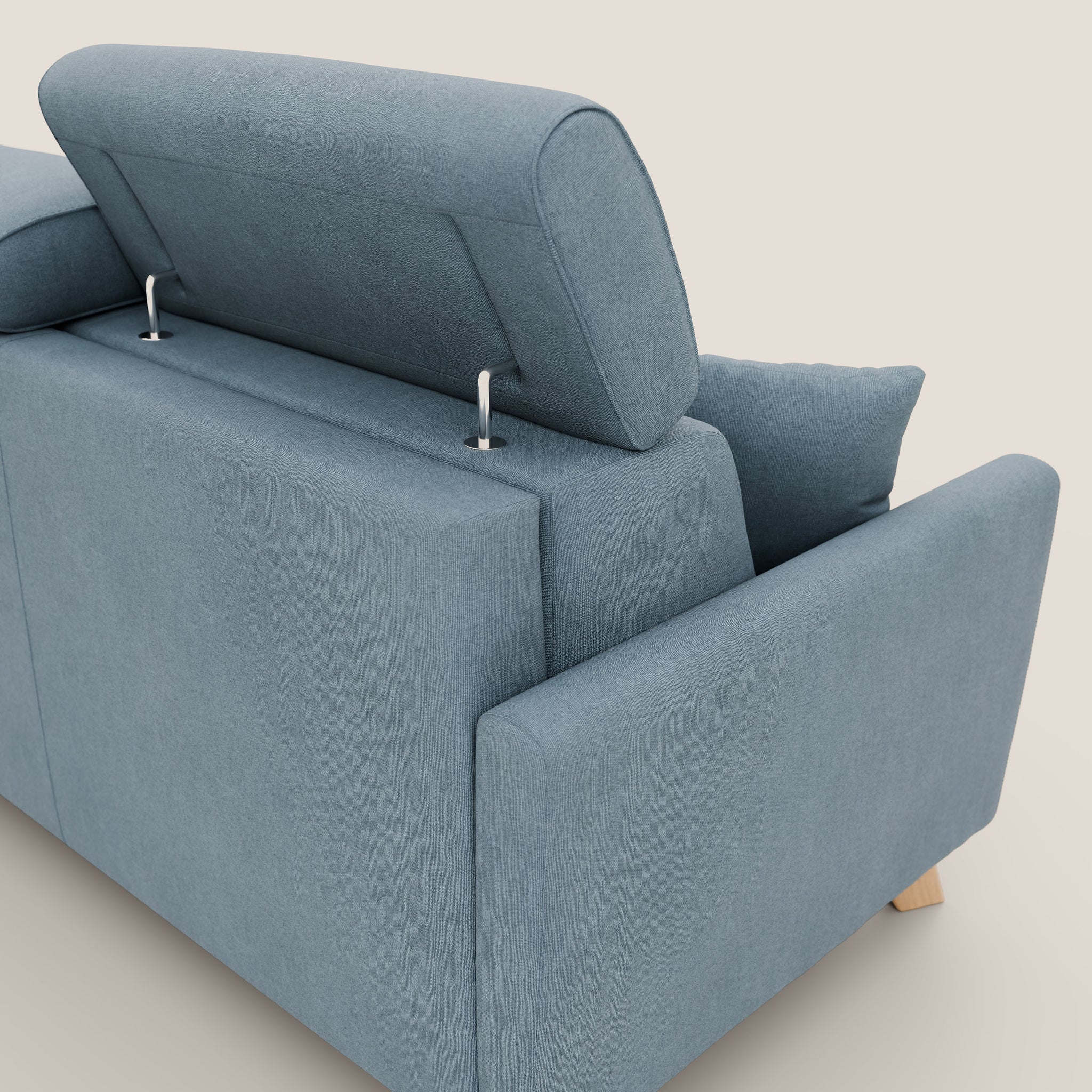 Francy Schlafsofa 200 cm (mat. 160x197 cm) mit verstellbaren Kopfstützen aus abwaschbarem Stoff T17 BABY BLAU