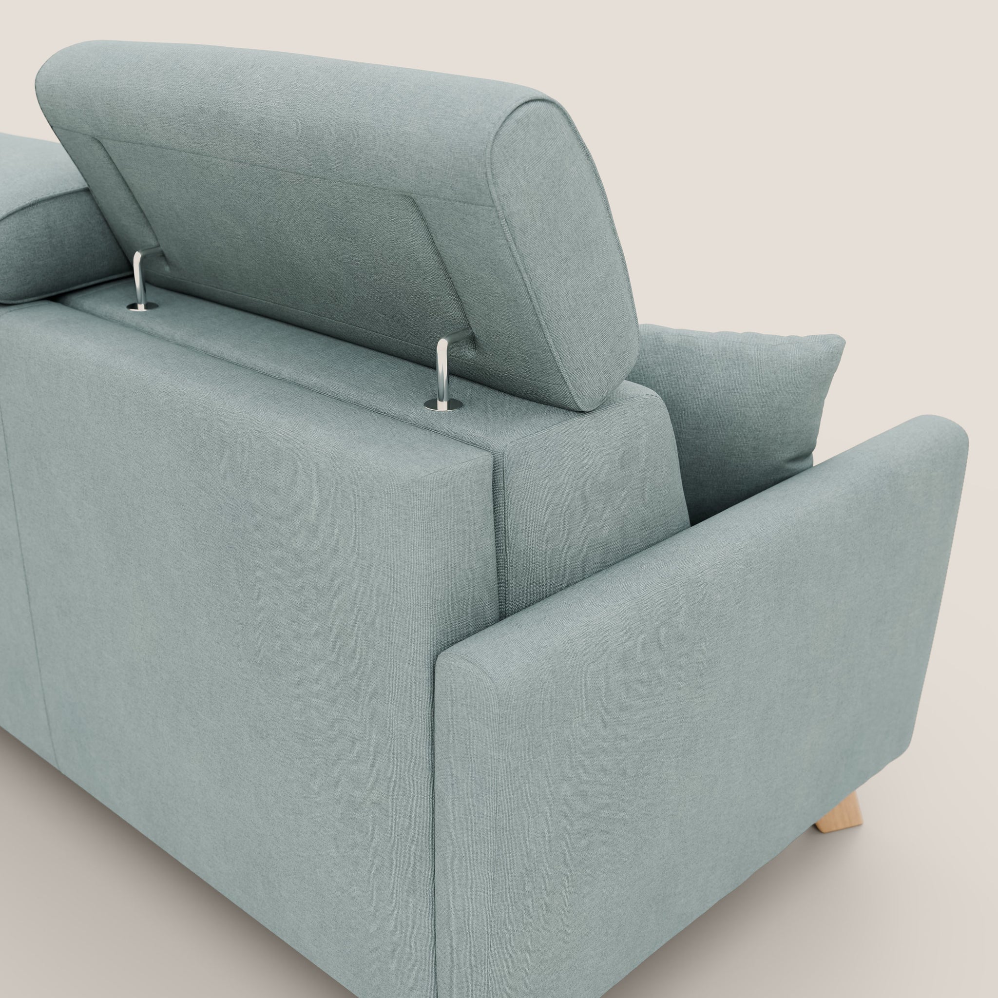 Francy Schlafsofa 180 cm (mat. 140x197 cm) mit verstellbaren Kopfstützen aus abwaschbarem Stoff T17 AQUAMARIN