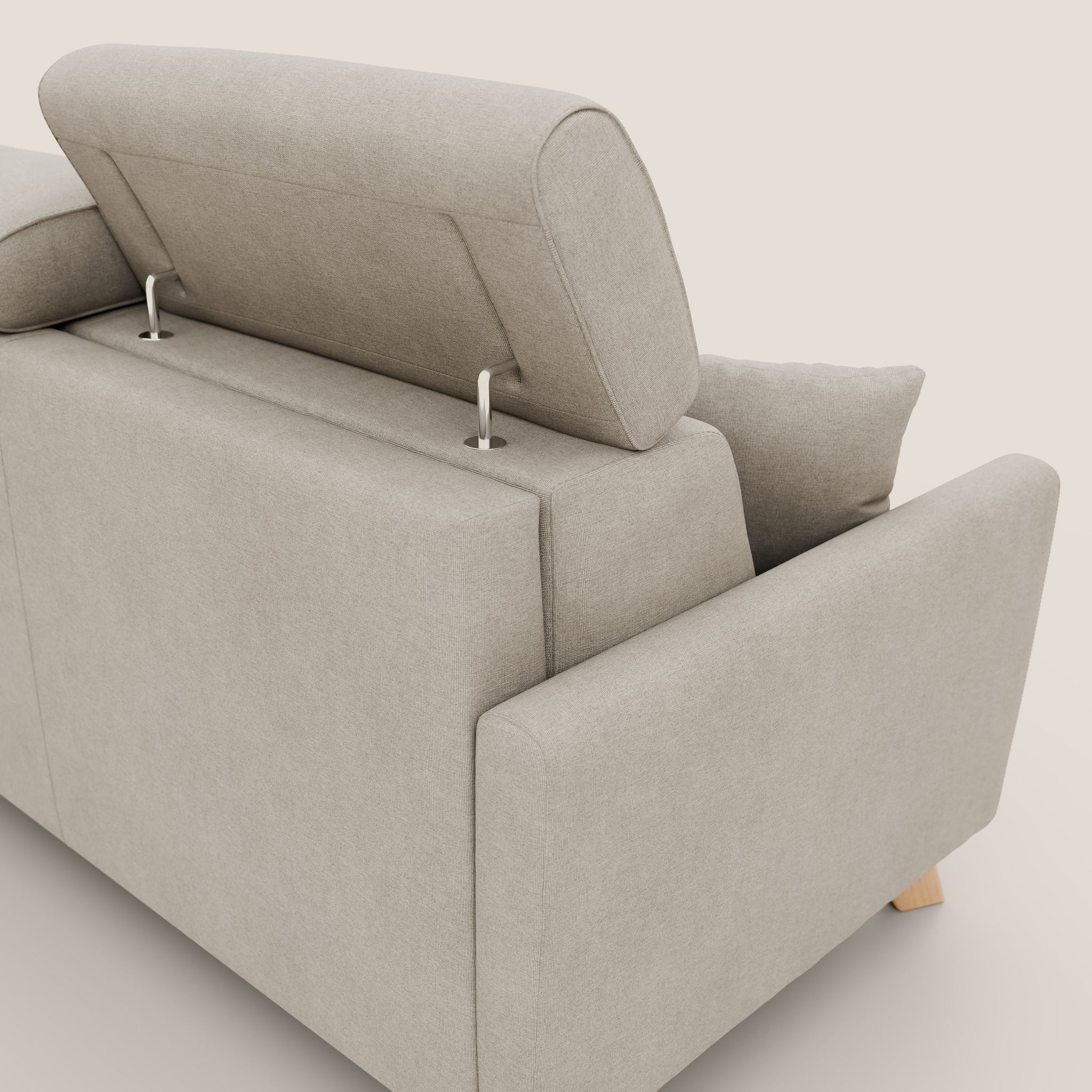 Francy Schlafsofa 200 cm (mat. 160x197 cm) mit verstellbaren Kopfstützen aus abwaschbarem Stoff T17 CREME