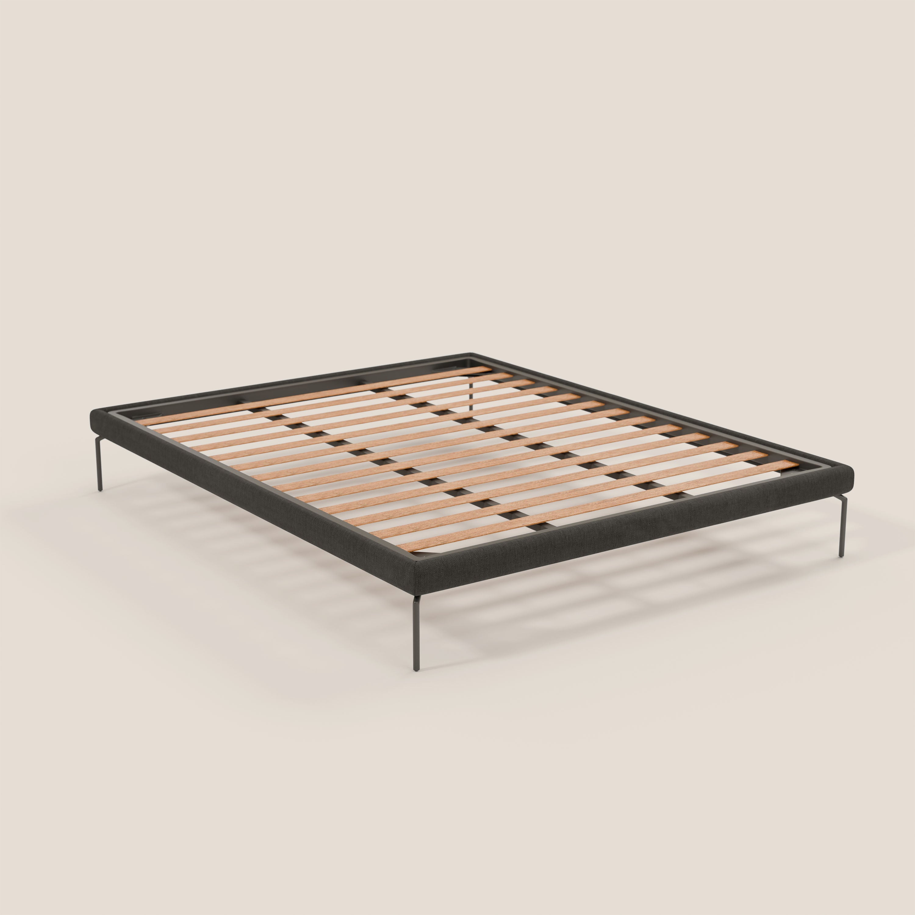 Ring sommier sfoderabile con piedi alti 24 cm in tessuto impermeabile T14 antracite - divani.store