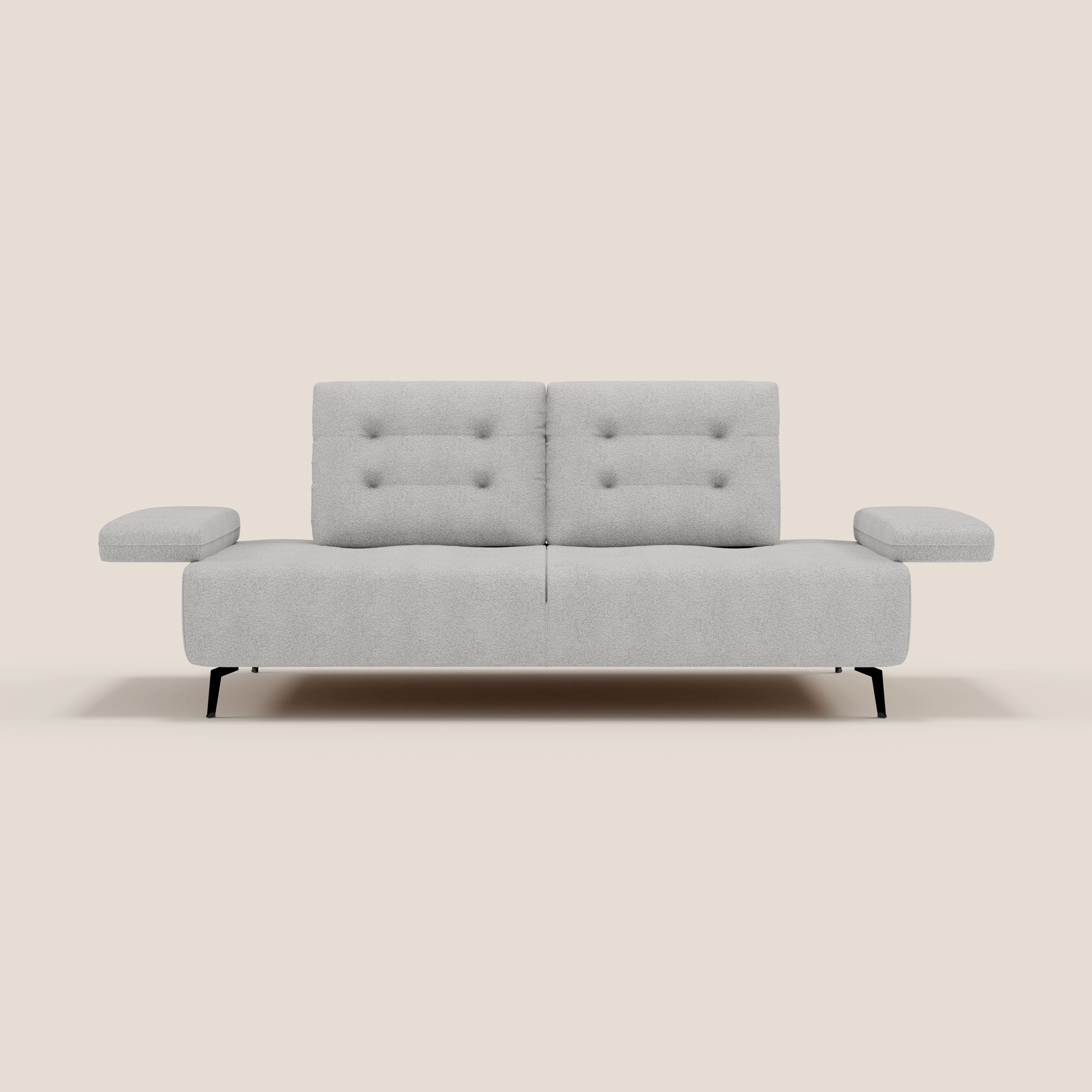 Lugano Divano 3 posti con schienali e braccioli traslanti in morbido bouclé impermeabile T07 - divani.store