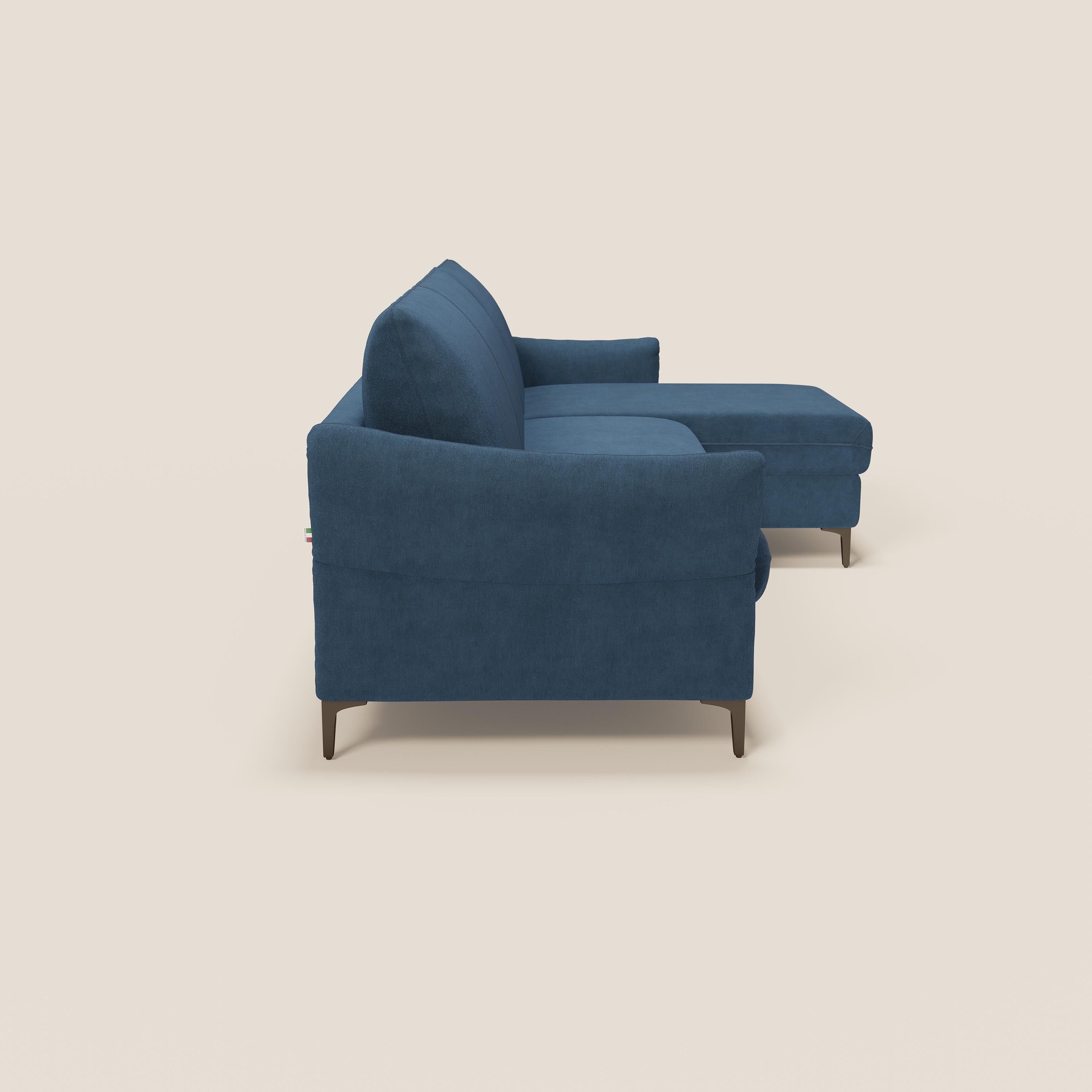 Dalia divano letto angolare con materasso alto 18 cm piedini alti e penisola contenitore in tessuto smacchiabile T17 - divani.store