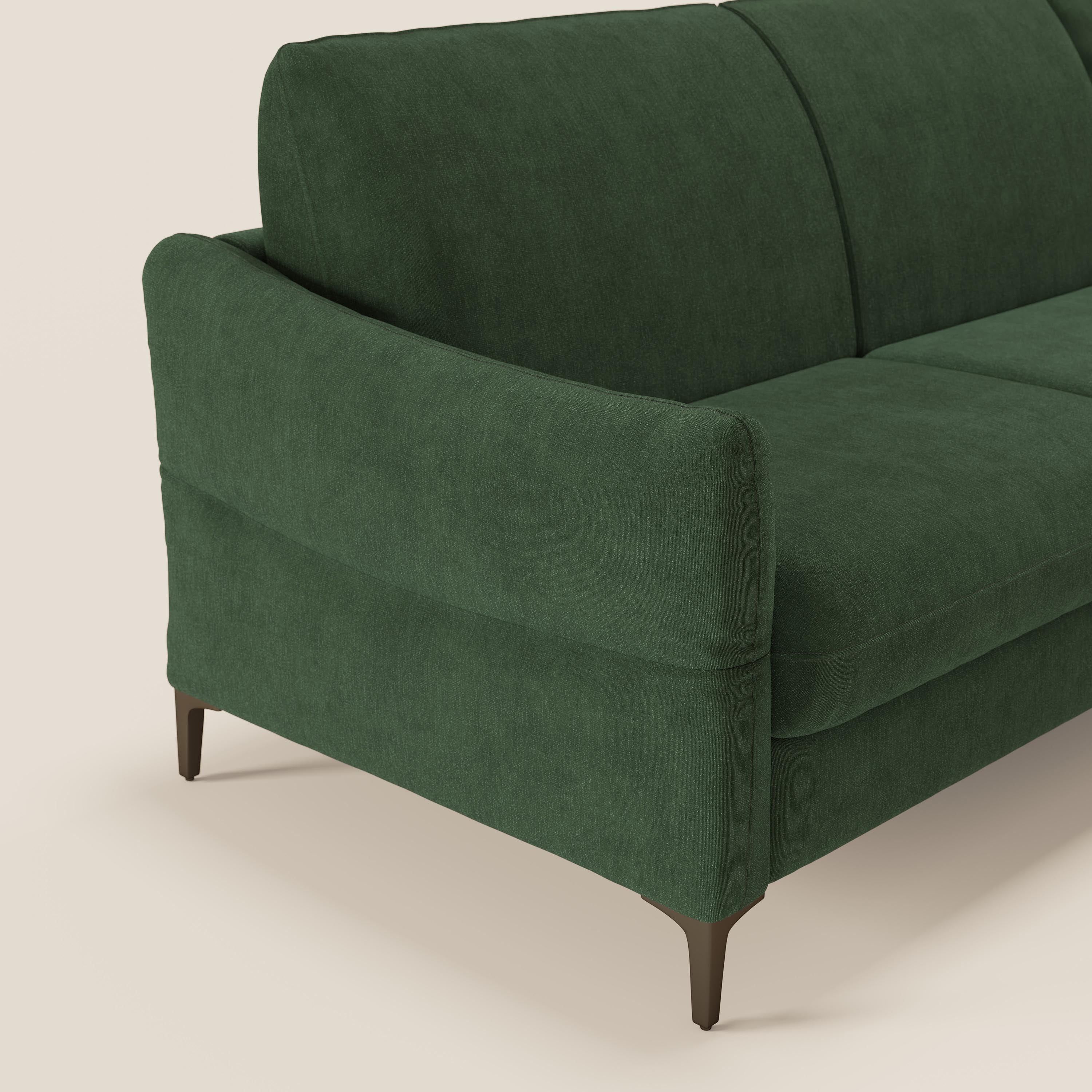 Dalia divano letto angolare con materasso alto 18 cm piedini alti e penisola contenitore in tessuto smacchiabile T17 - divani.store