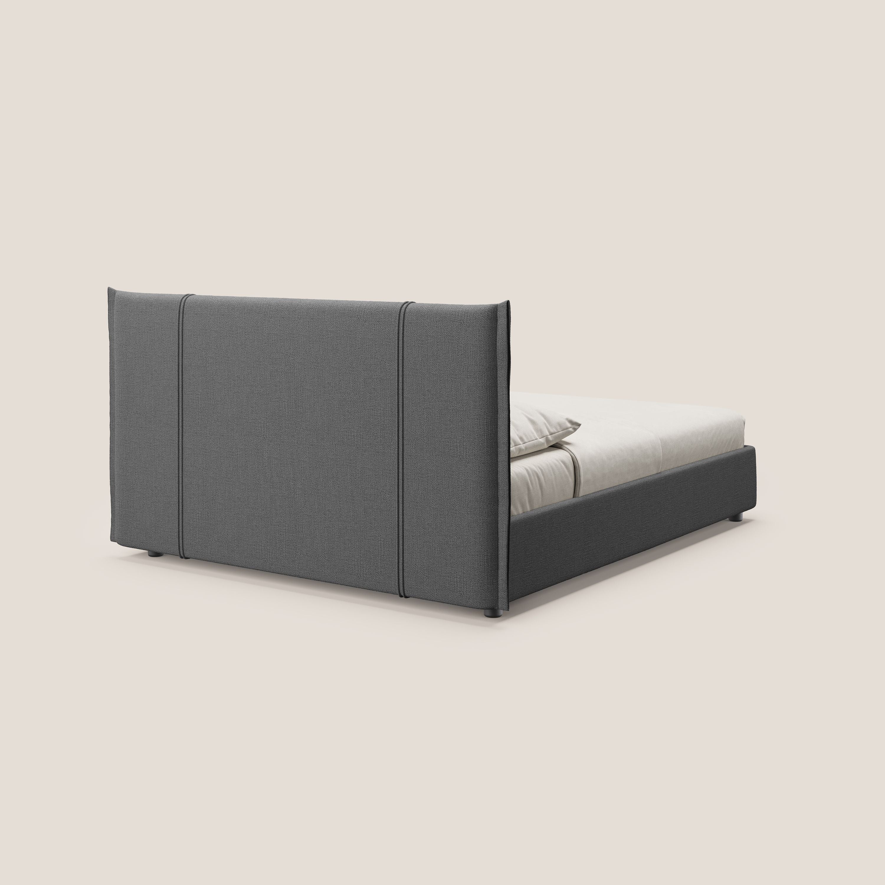 Alicia letto imbottito con vano contenitore in tessuto impermeabile T14 grigio - divani.store