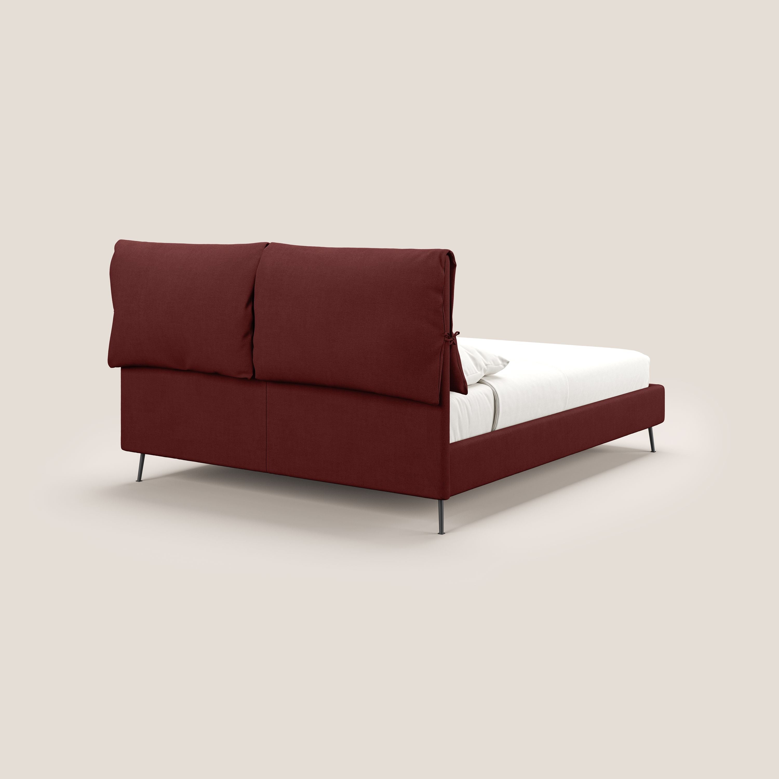 Artemisia letto imbottito con piedini alti sfoderabile in tessuto smacchiabile T17 rosso - divani.store