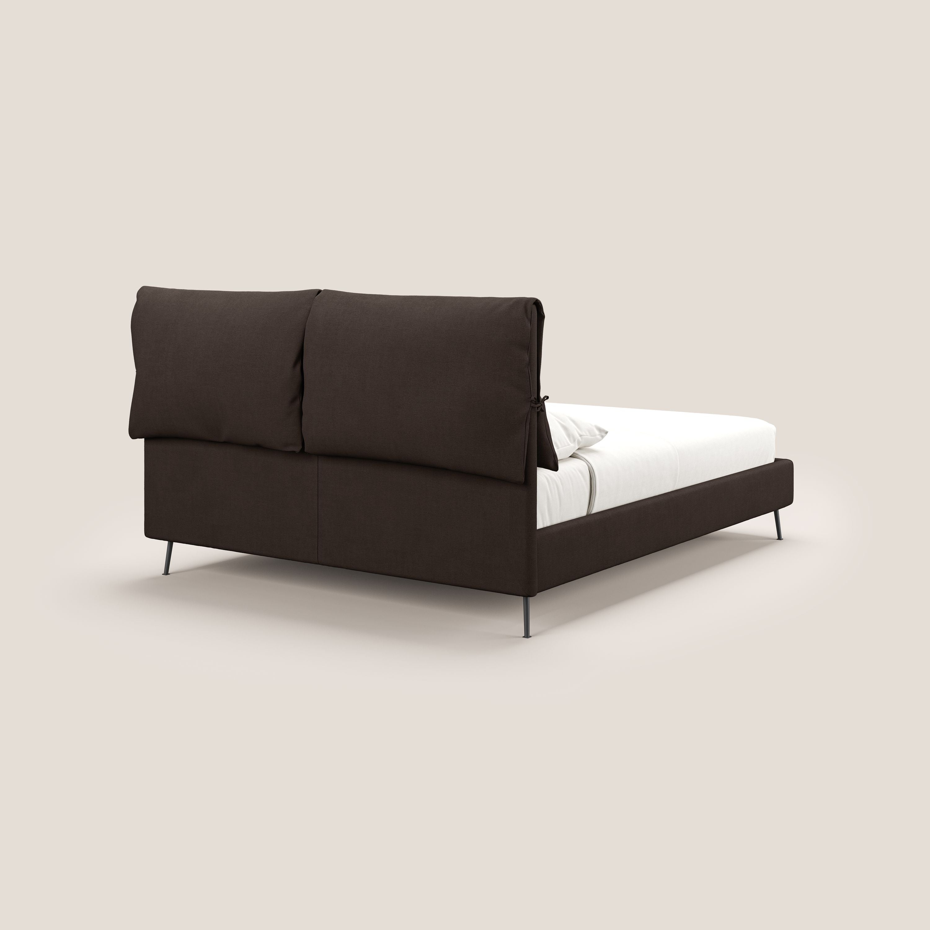 Artemisia letto imbottito con piedini alti sfoderabile in tessuto smacchiabile T17 marrone - divani.store