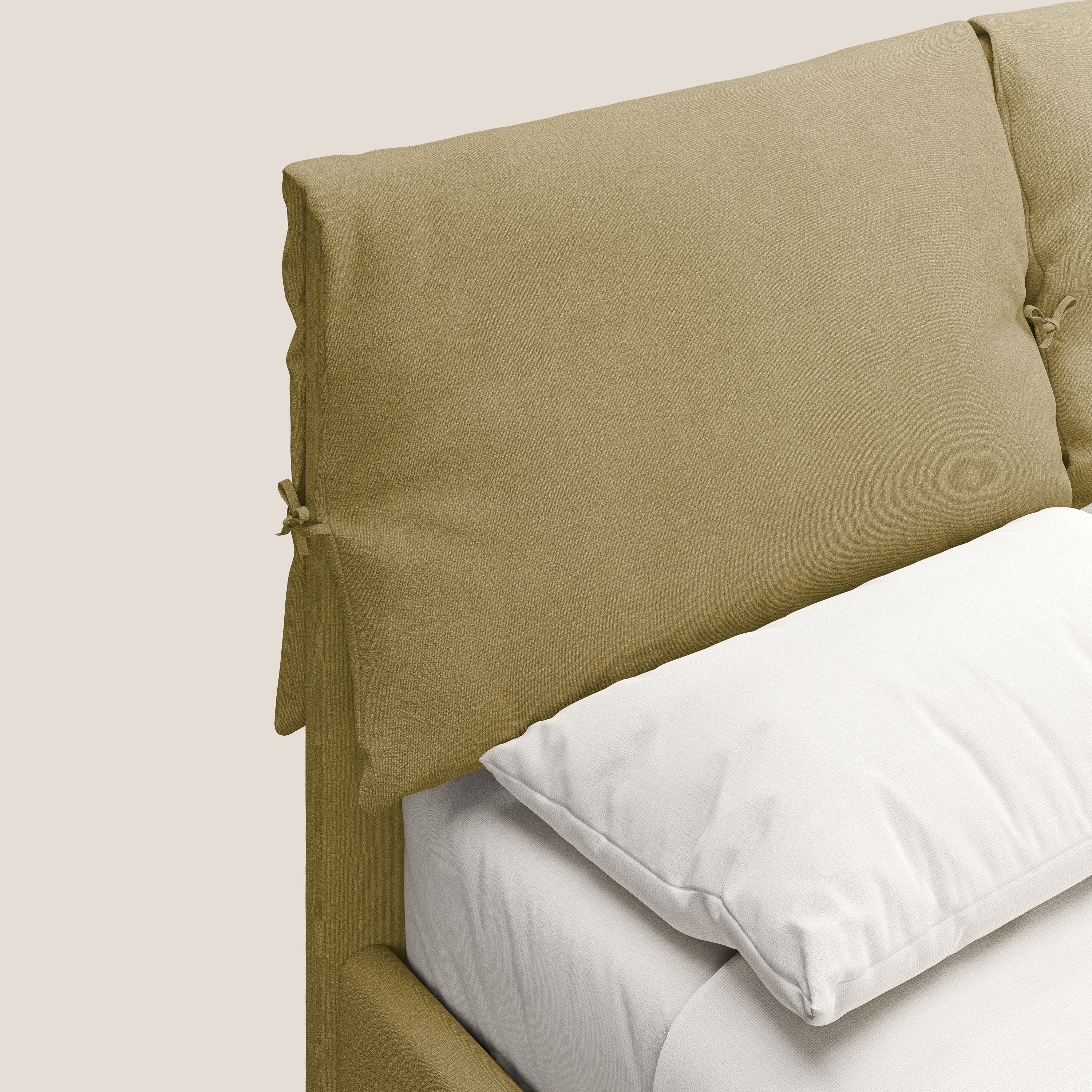 Artemisia letto imbottito con piedini alti sfoderabile in tessuto smacchiabile T17 giallo - divani.store