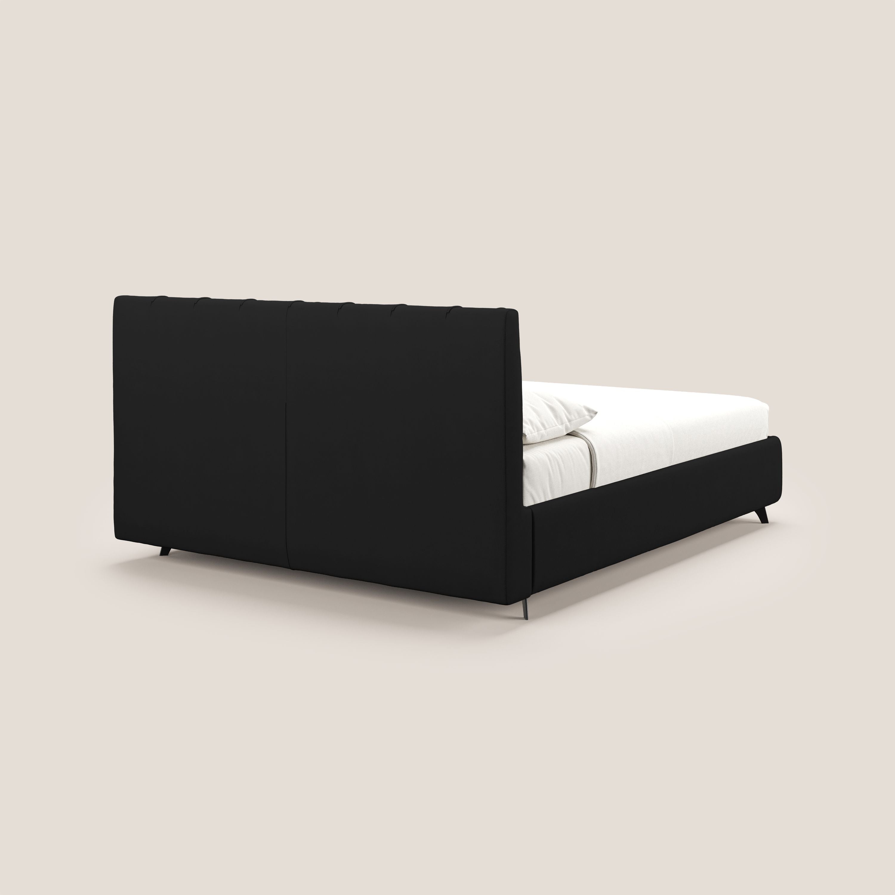 Bogart letto imbottito contenitore completamente sfoderabile in microfibra smacchiabile T11 nero - divani.store