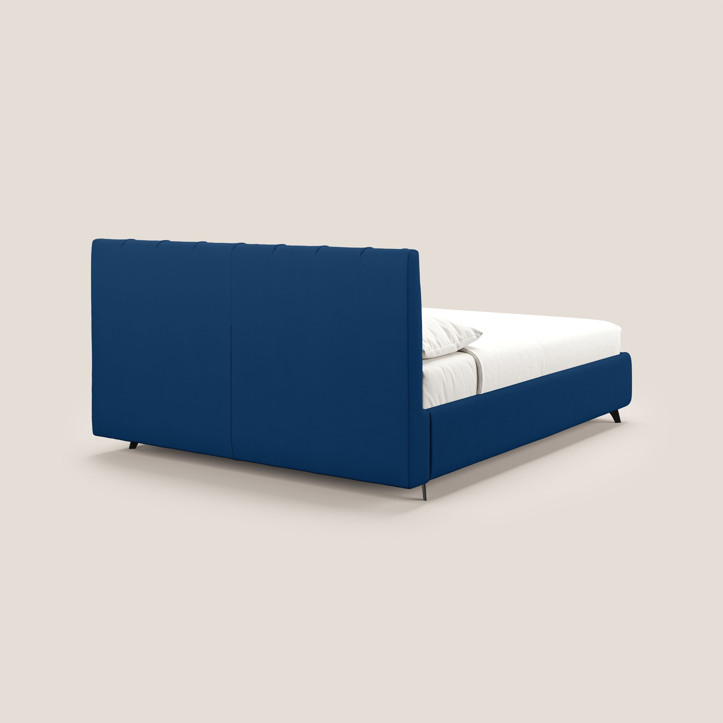 Bogart letto imbottito contenitore completamente sfoderabile in microfibra smacchiabile T11 blu - divani.store