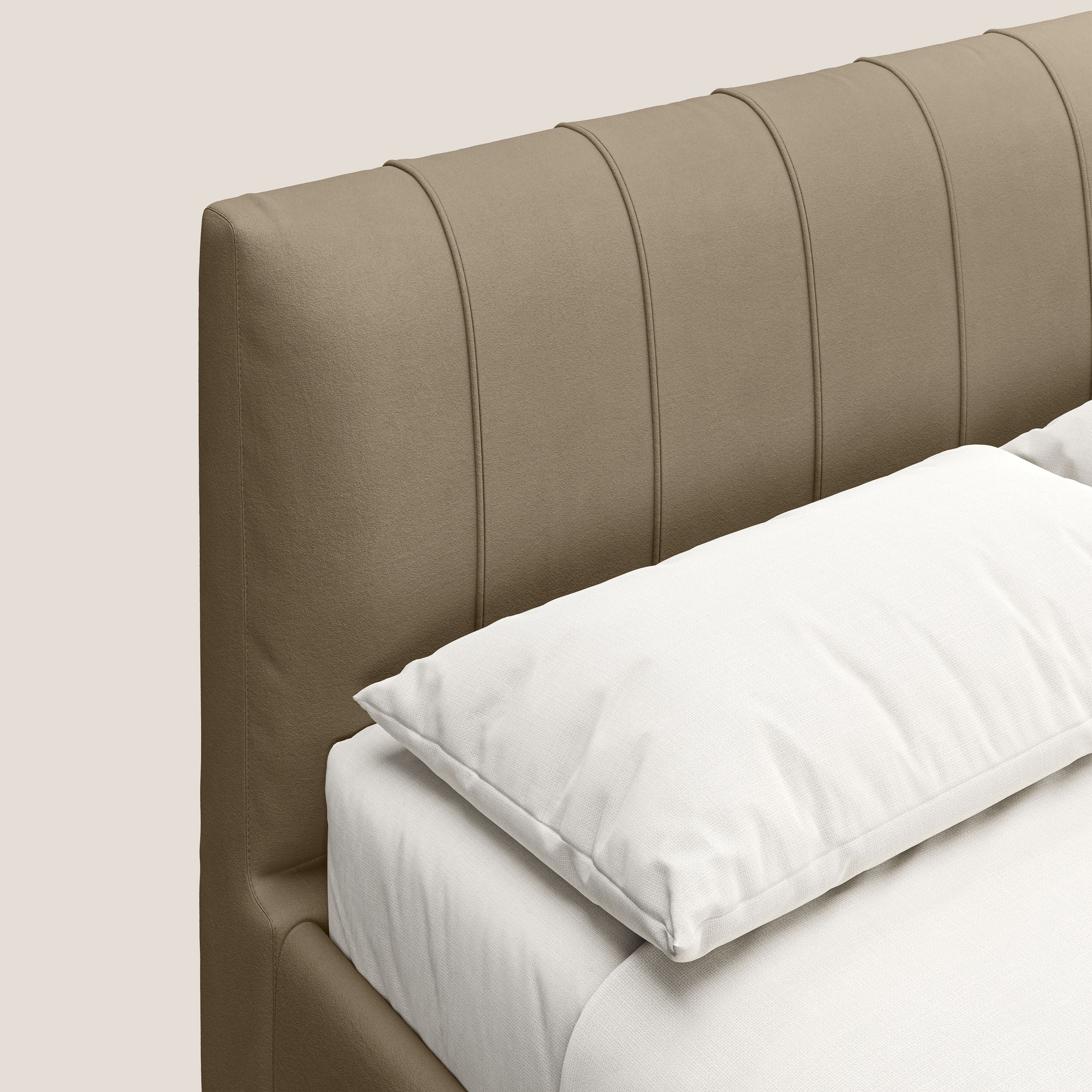 Bogart letto imbottito contenitore completamente sfoderabile in microfibra smacchiabile T11 tortora - divani.store