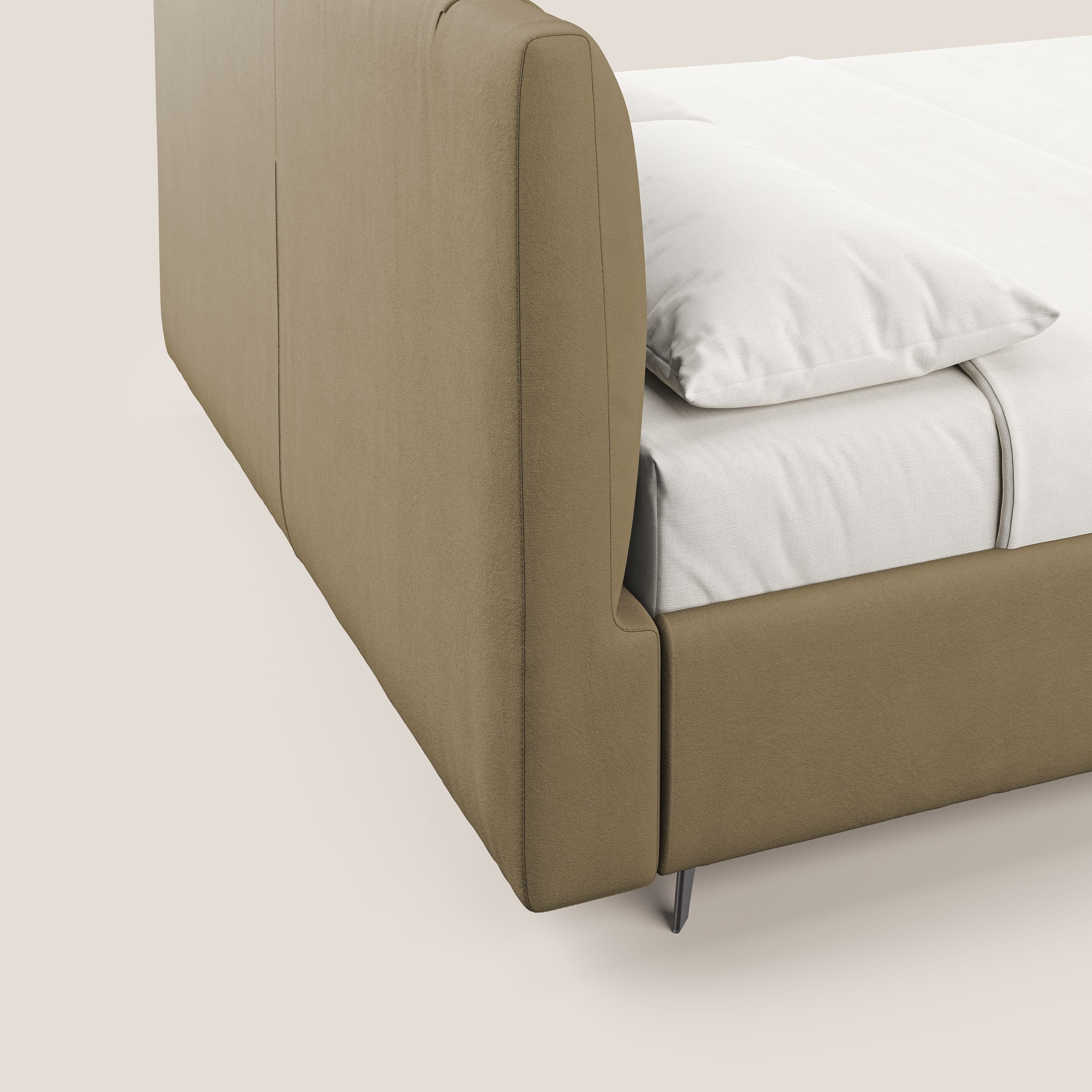 Bogart letto imbottito contenitore completamente sfoderabile in microfibra smacchiabile T11 beige - divani.store