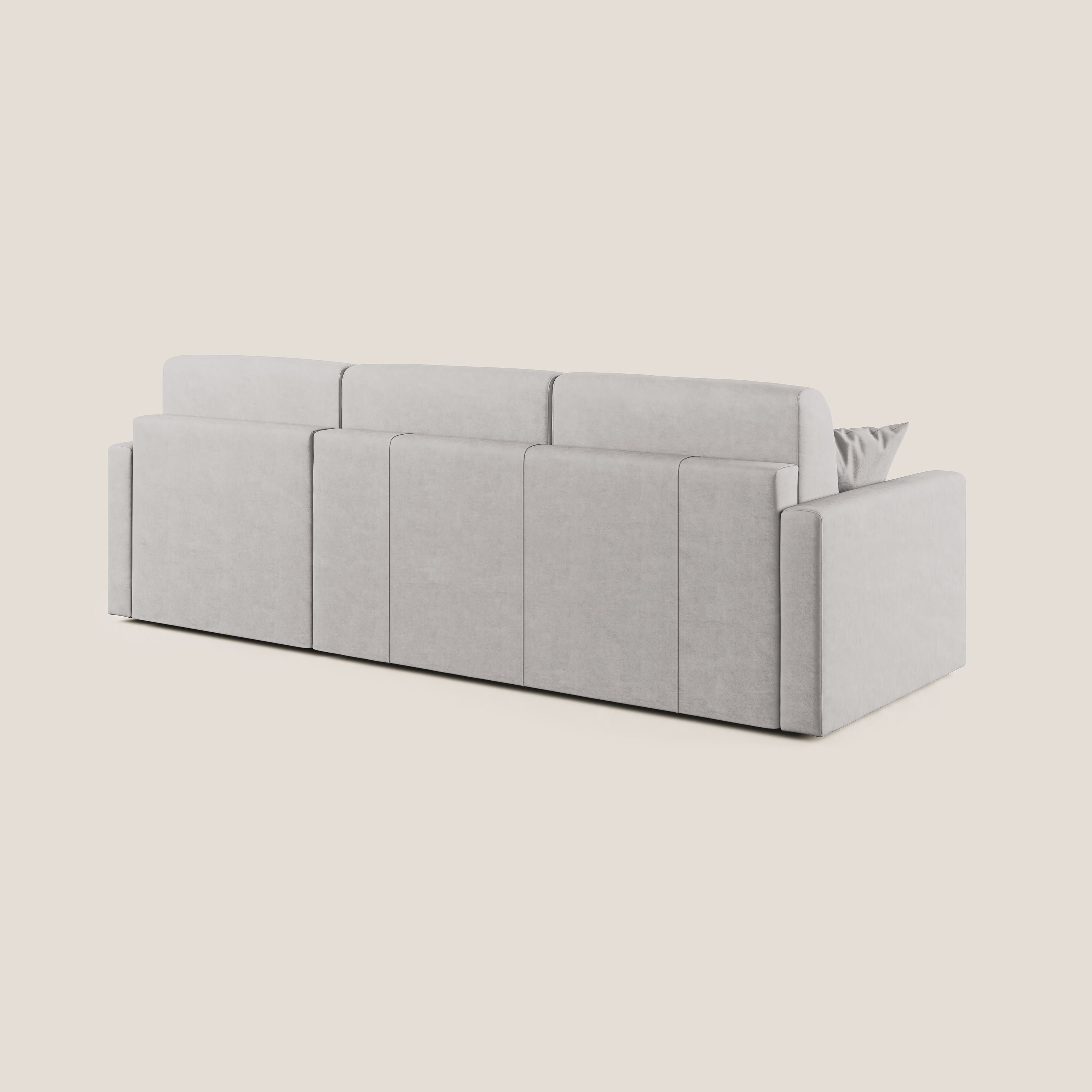 Chris Divano letto angolare con penisola in microfibra smacchiabile T11 grigio chiaro - divani.store