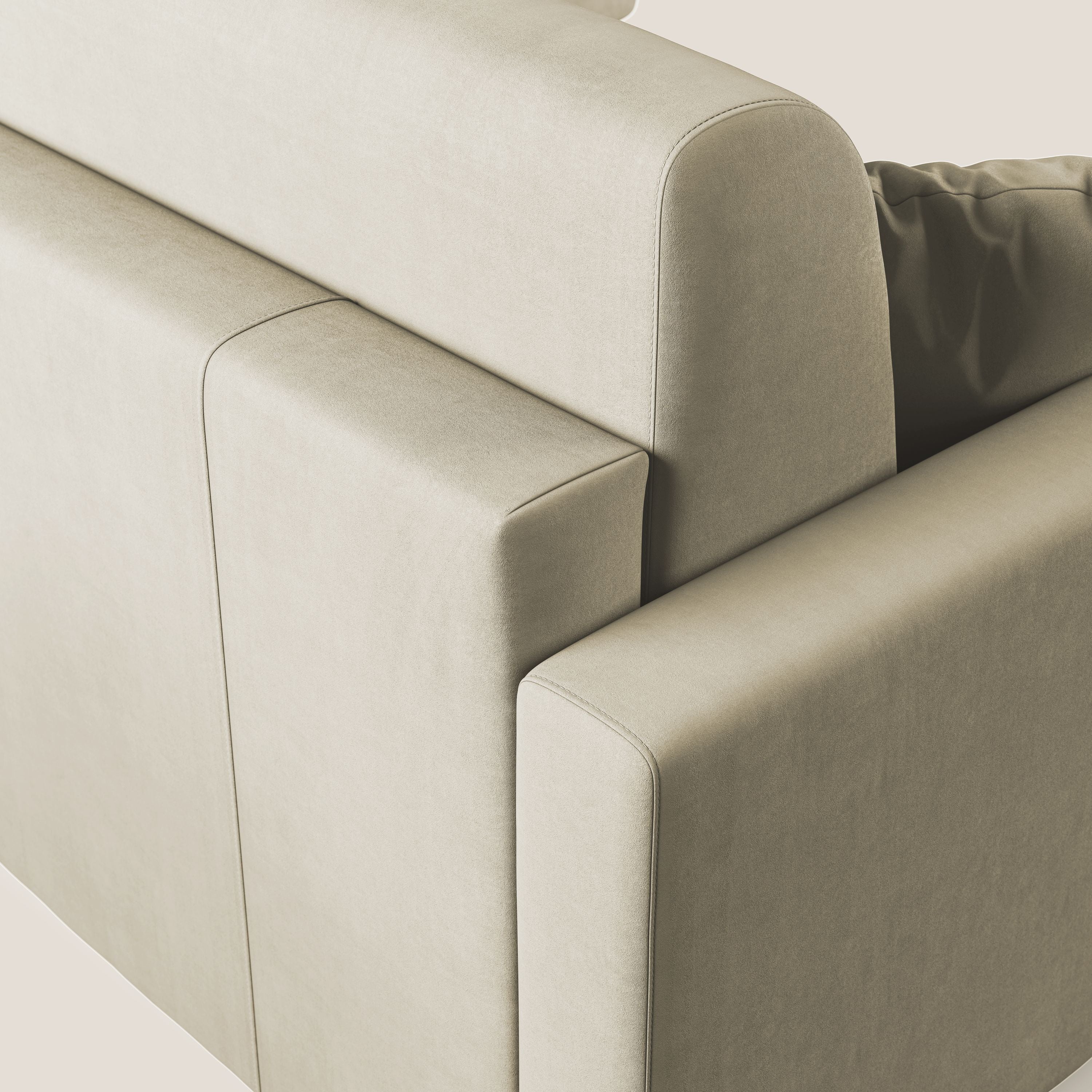 Chris Divano letto angolare con penisola in microfibra smacchiabile T11 panna - divani.store