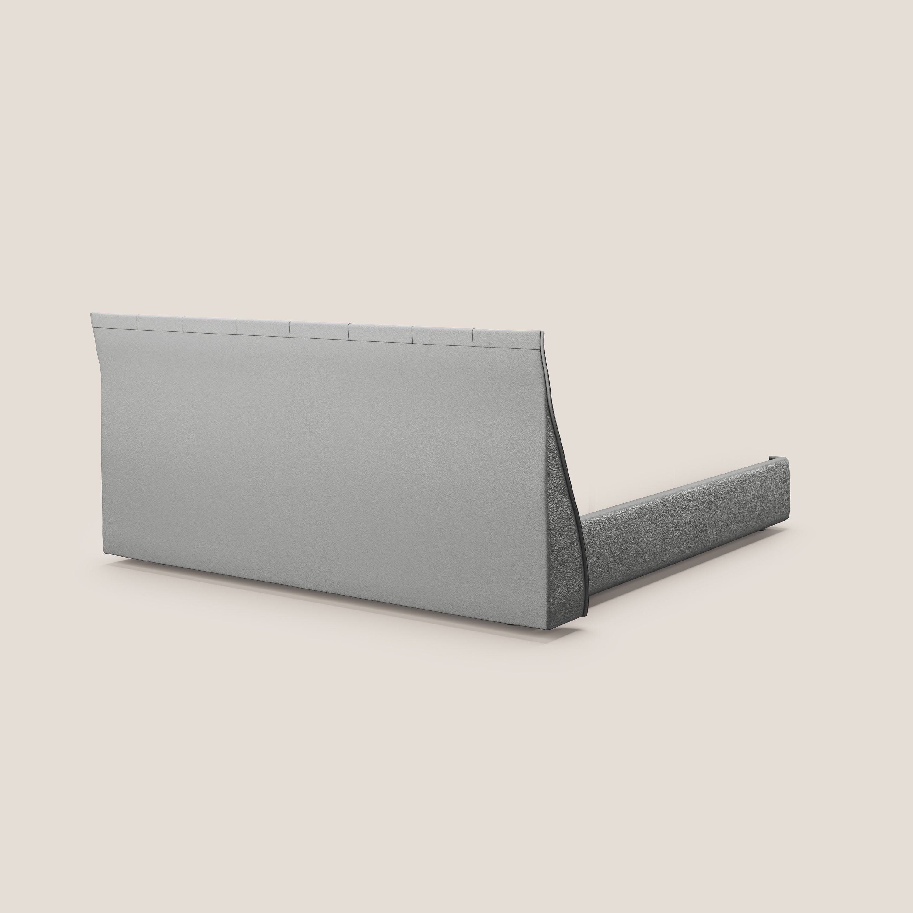 Clizia letto imbottito di design con vano contenitore in ecopelle impermeabile T04 grigio chiaro - divani.store
