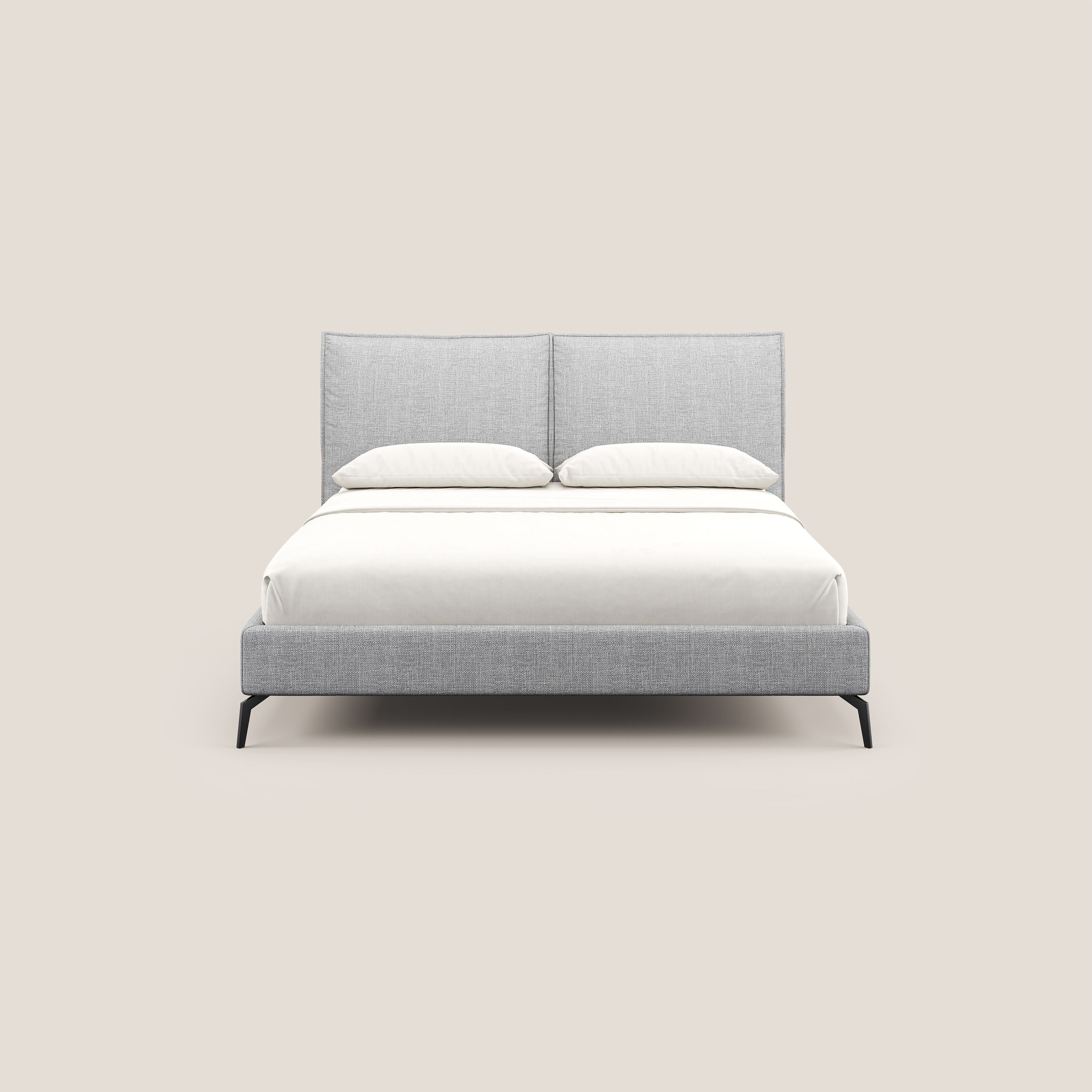 Cloe letto imbottito con piedi in metallo sfoderabile in tessuto fiammato impermeabile T06 grigio - divani.store