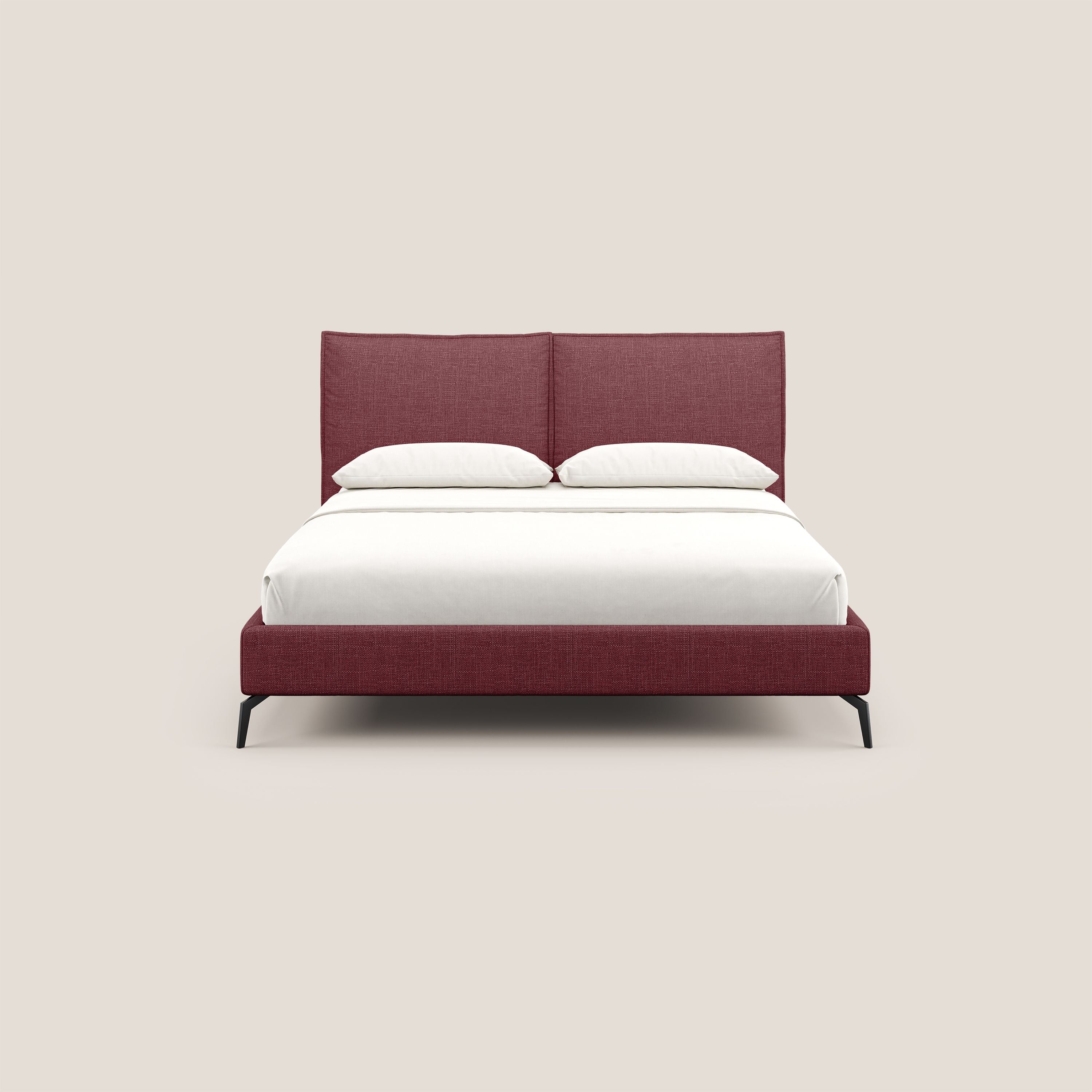 Cloe letto imbottito con piedi in metallo sfoderabile in tessuto fiammato impermeabile T06 rosso - divani.store
