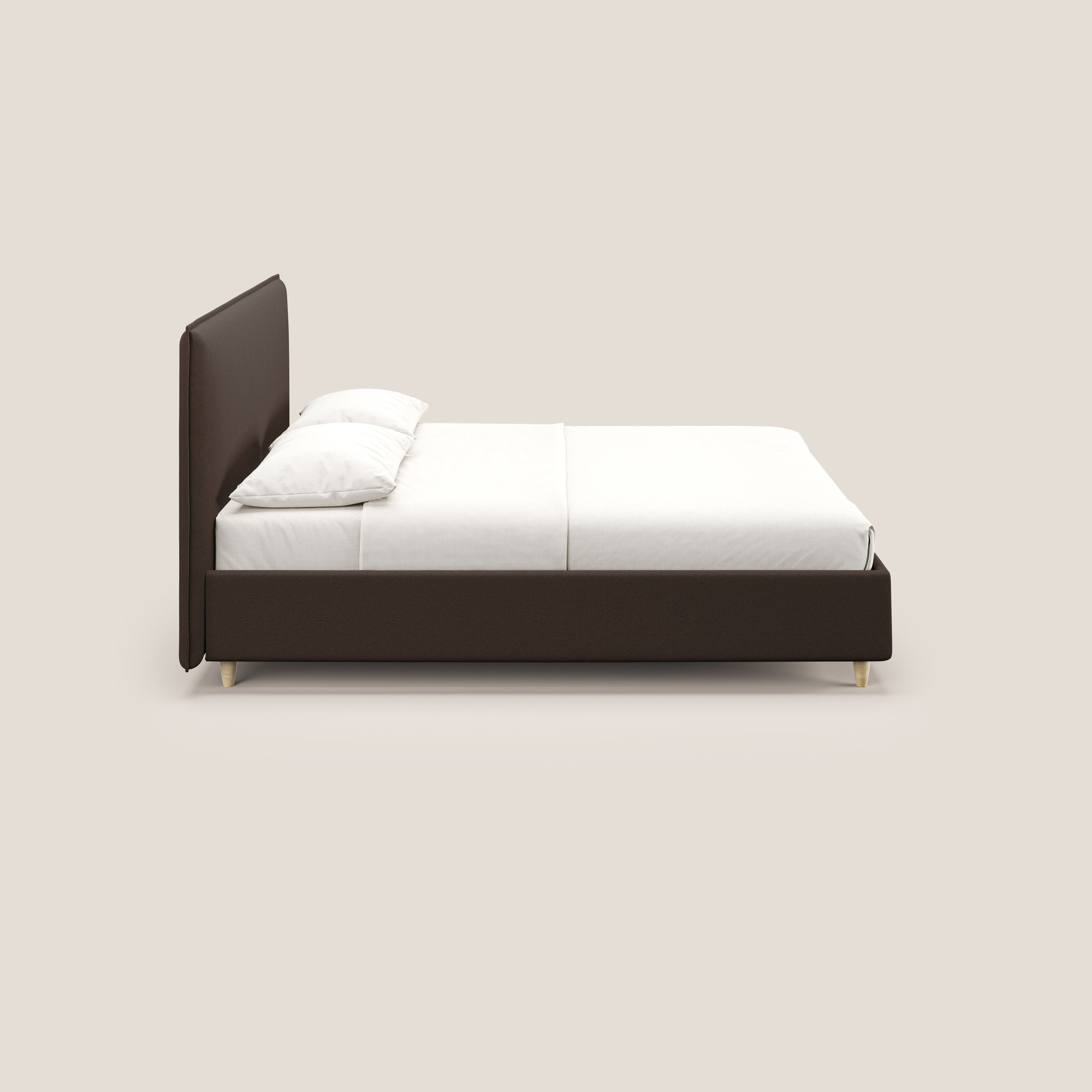 Costanza letto contenitore e sfoderabile in tessuto misto cotone impermeabile T13 marrone - divani.store