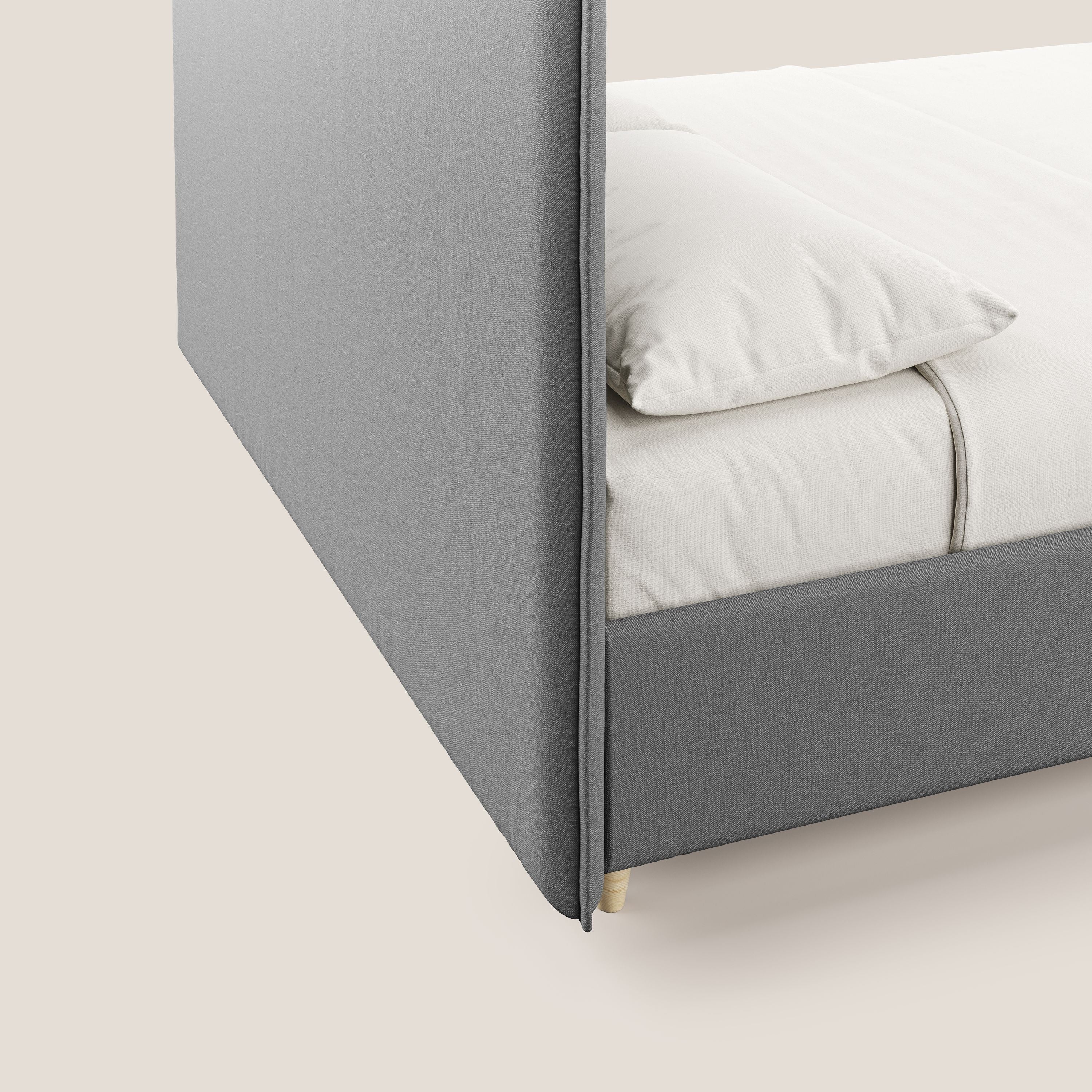 Costanza letto contenitore e sfoderabile in tessuto misto cotone impermeabile T13 grigio - divani.store