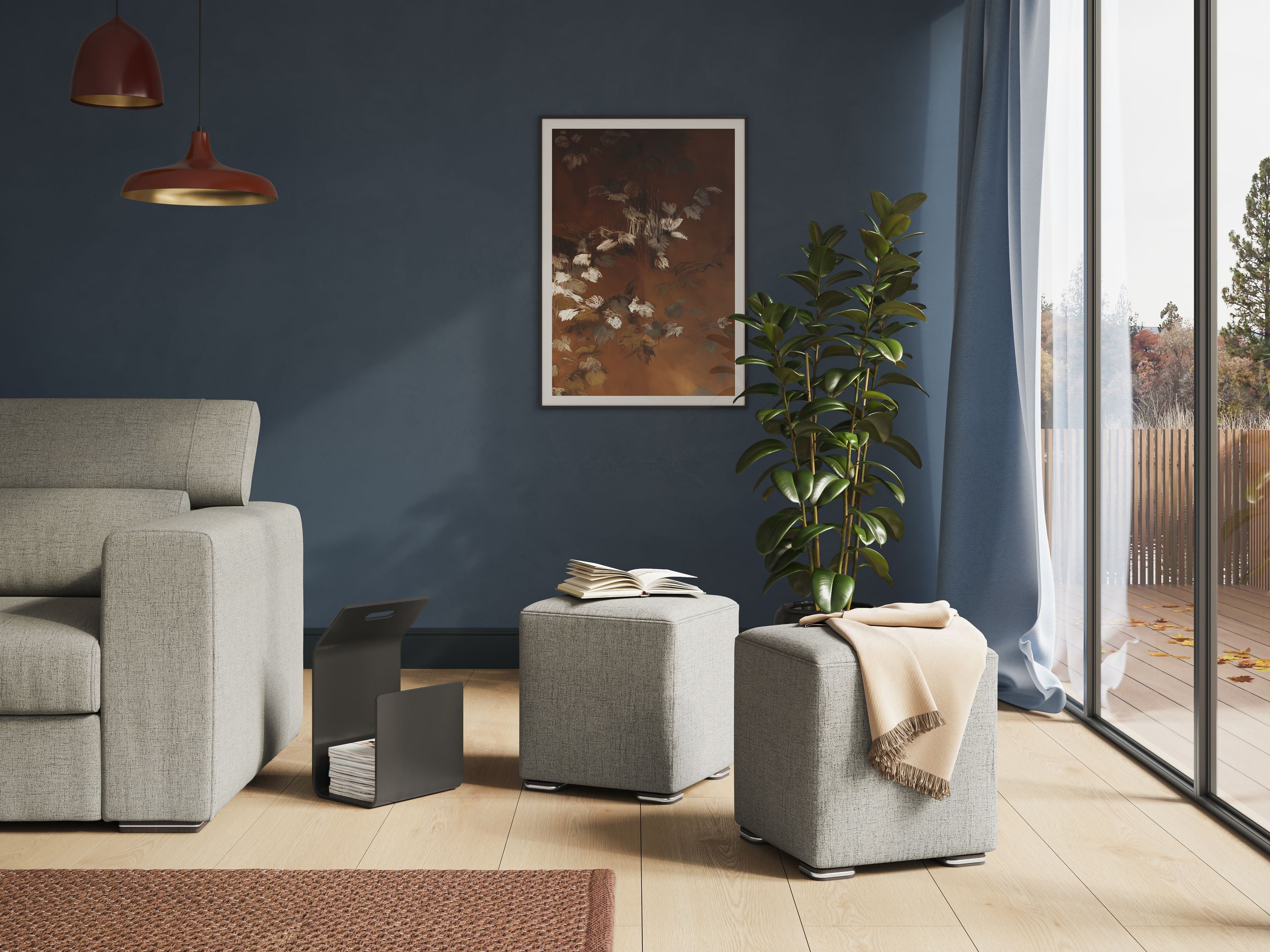 Cube pouf in tessuto morbido impermeabile T03 grigio chiaro - divani.store