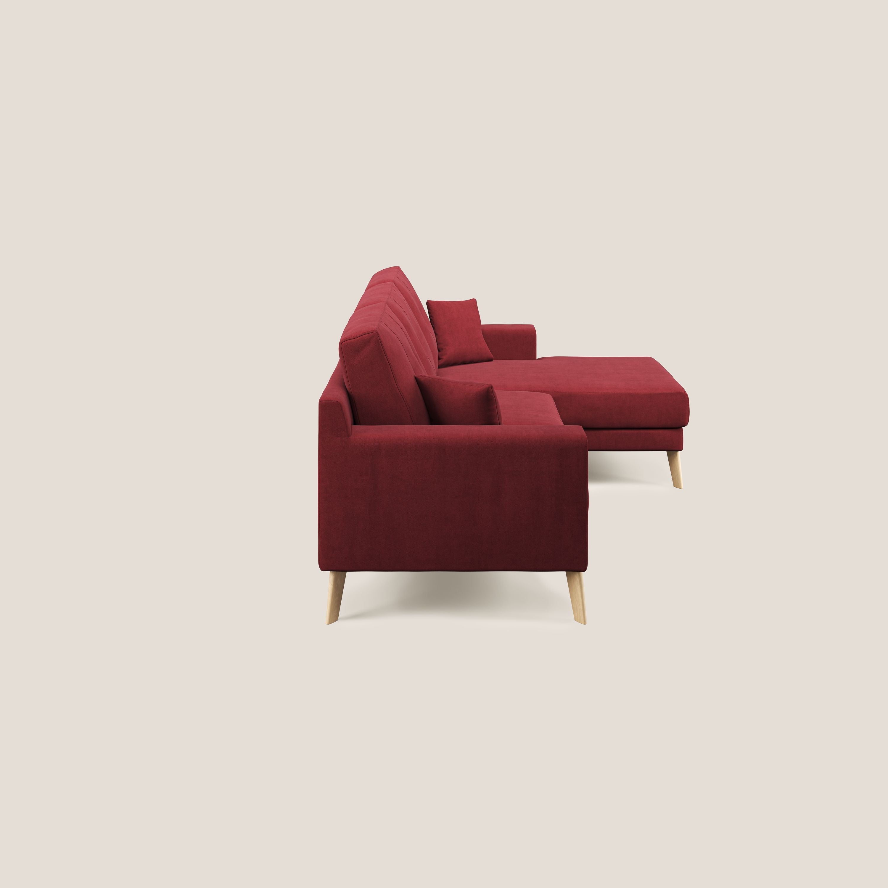 Danish divano angolare REVERSIBILE in tessuto morbido impermeabile T02 rosso - divani.store