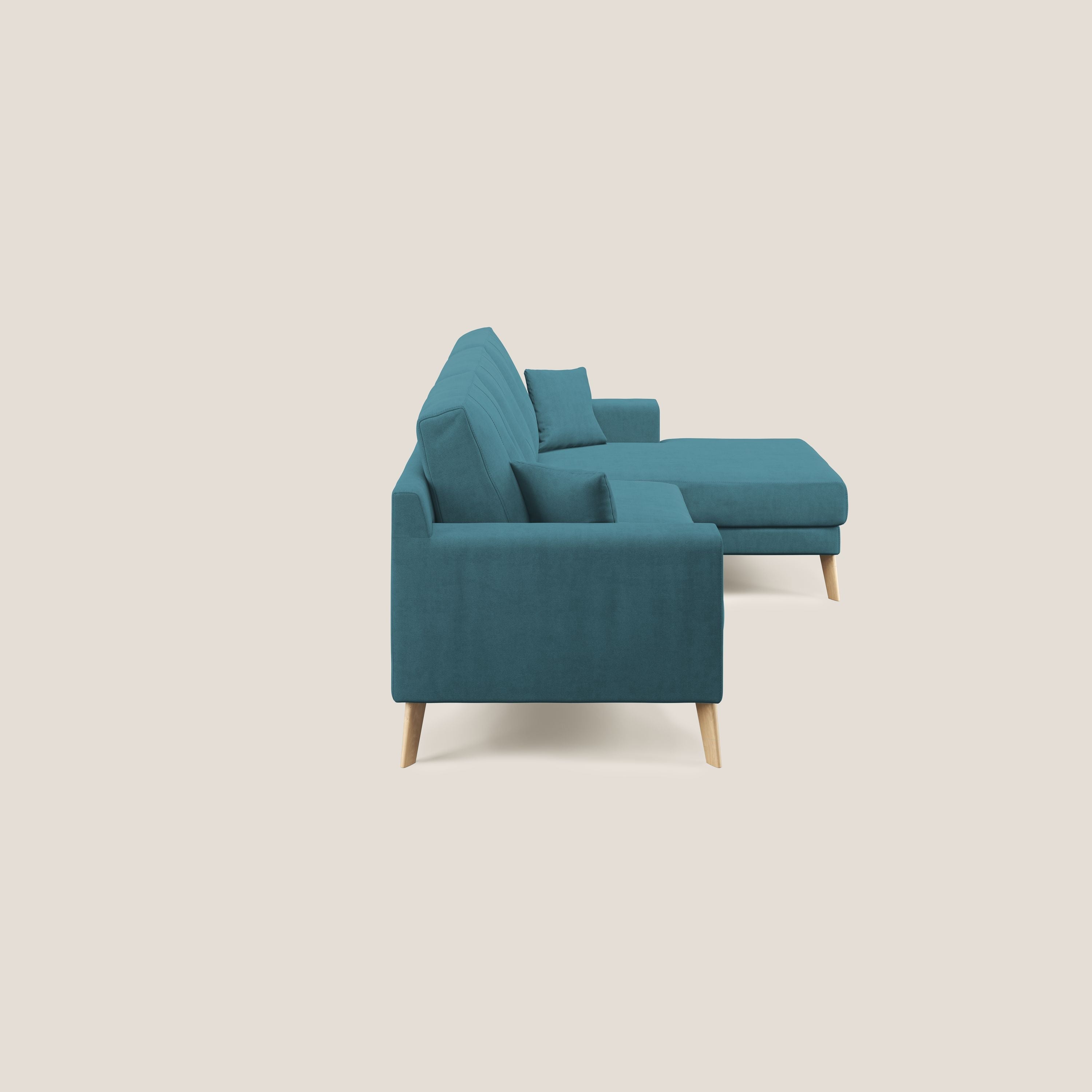 Danish divano angolare REVERSIBILE in tessuto morbido impermeabile T02 azzurro - divani.store