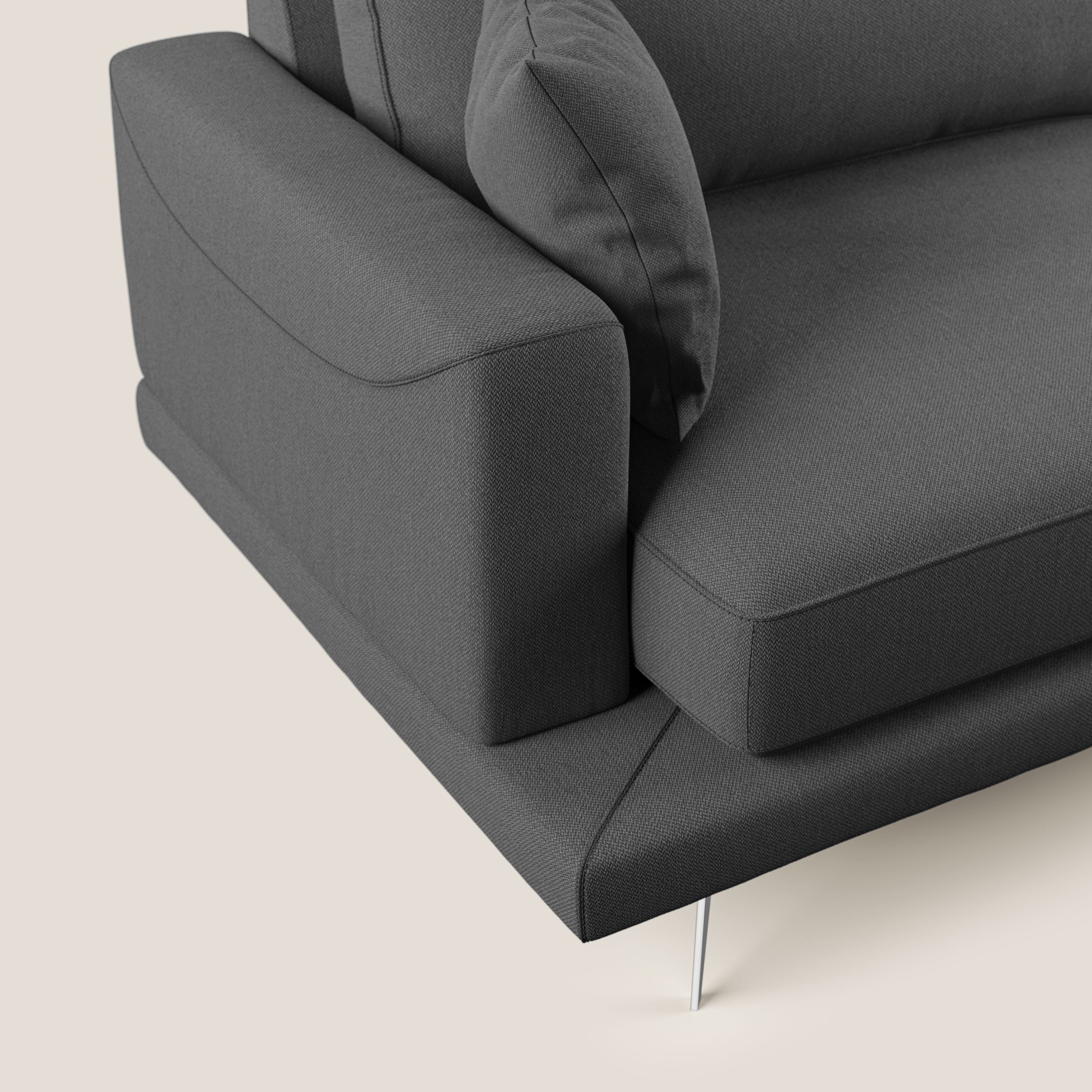 Dorian divano moderno in tessuto morbido antimacchia T05 antracite - divani.store