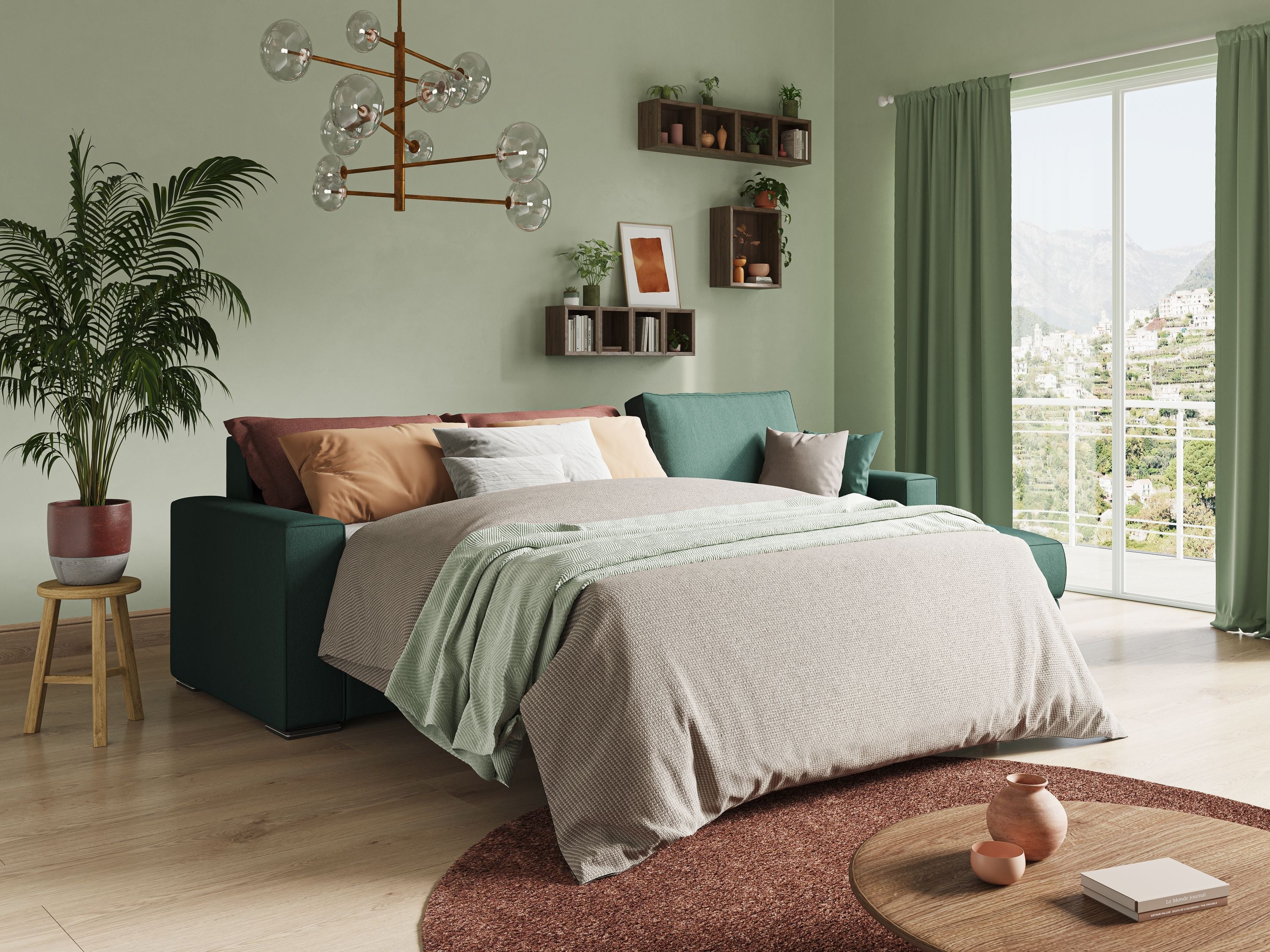 Shop online Dream Divano letto angolare in tessuto smacchiabile T05 panna - divani.store