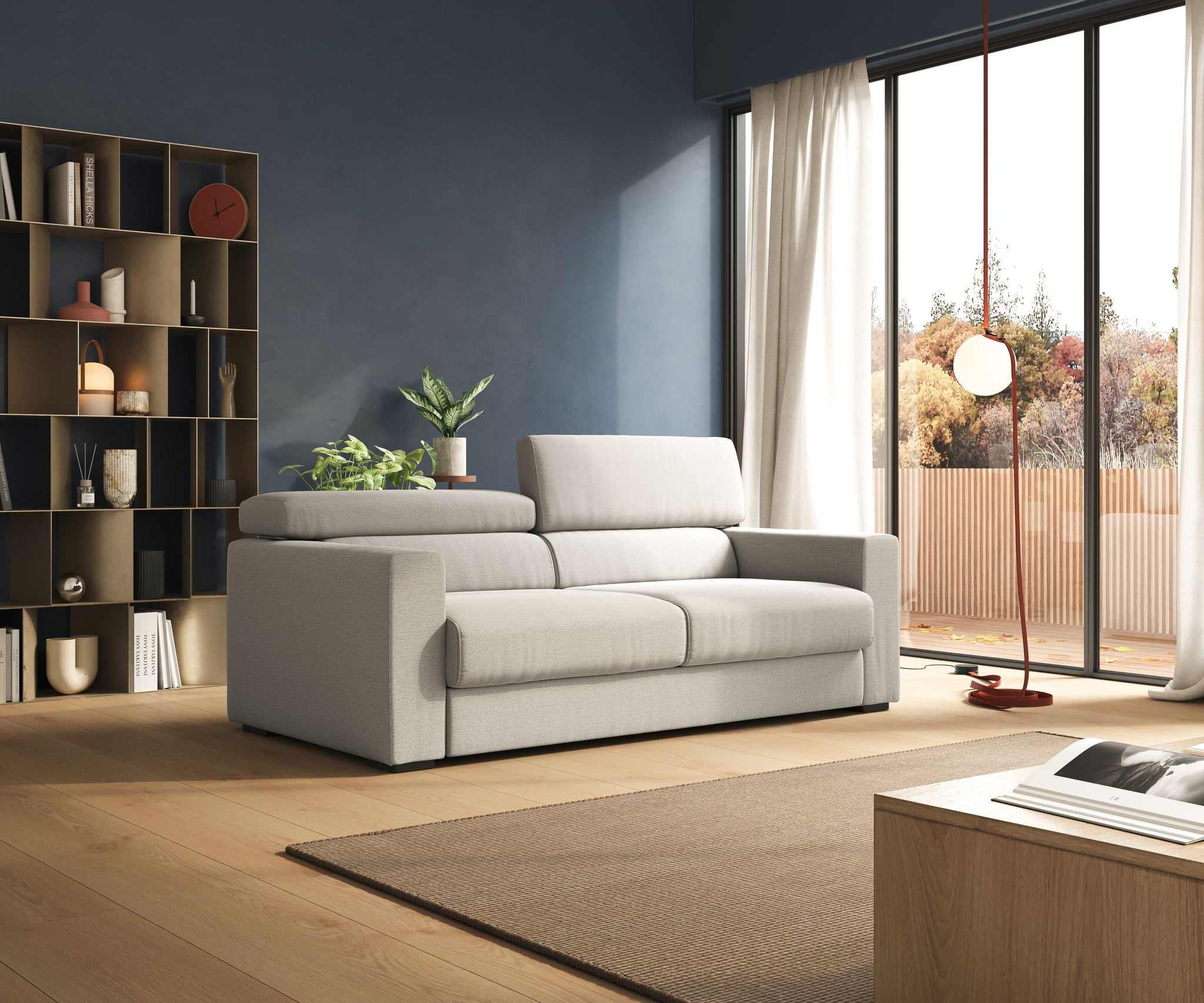 Dylan Sofa mit Bettkastenauszug aus wasserfestem, geflammtem Baumwollartigem Stoff T19