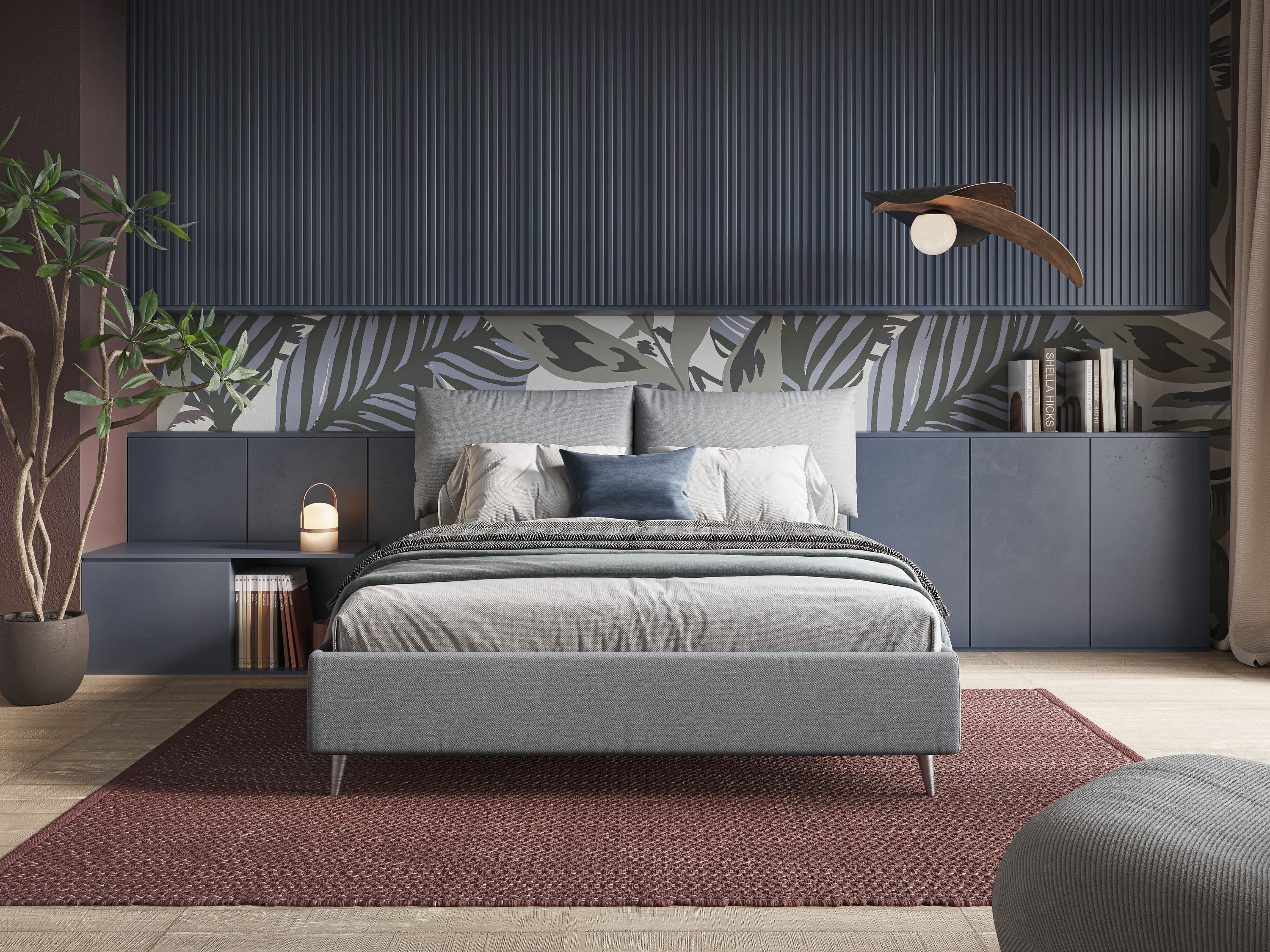 Elsa letto imbottito con vano contenitore in tessuto smacchiabile T05 grigio - divani.store