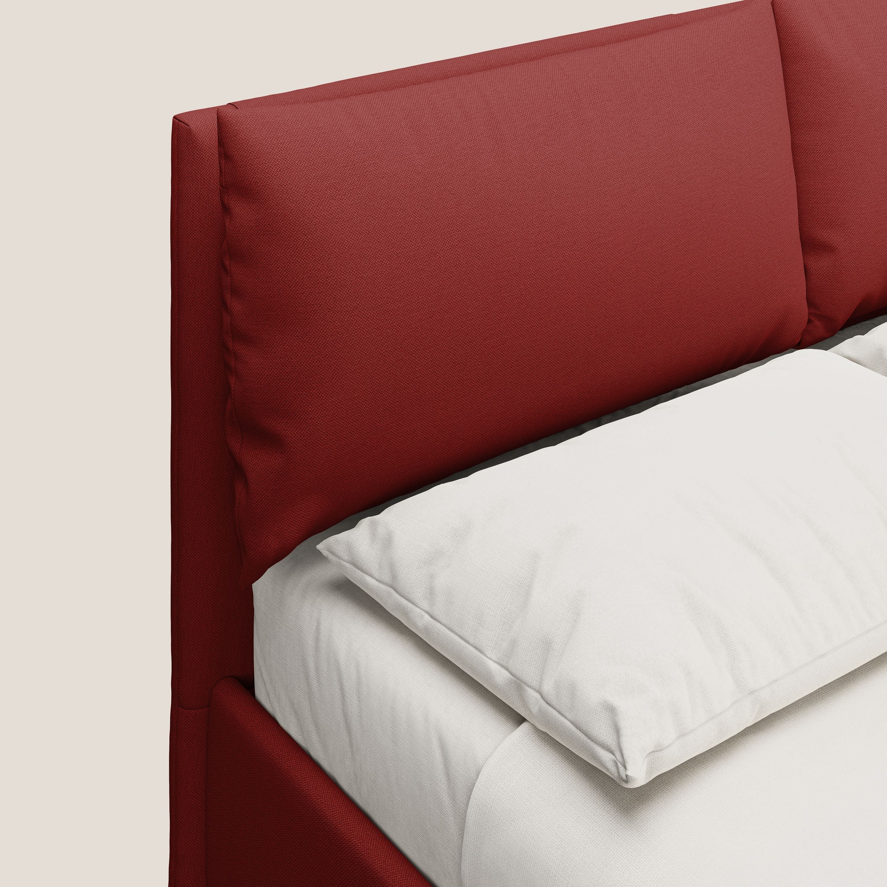 Elsa letto imbottito con vano contenitore in tessuto smacchiabile T05 rosso - divani.store