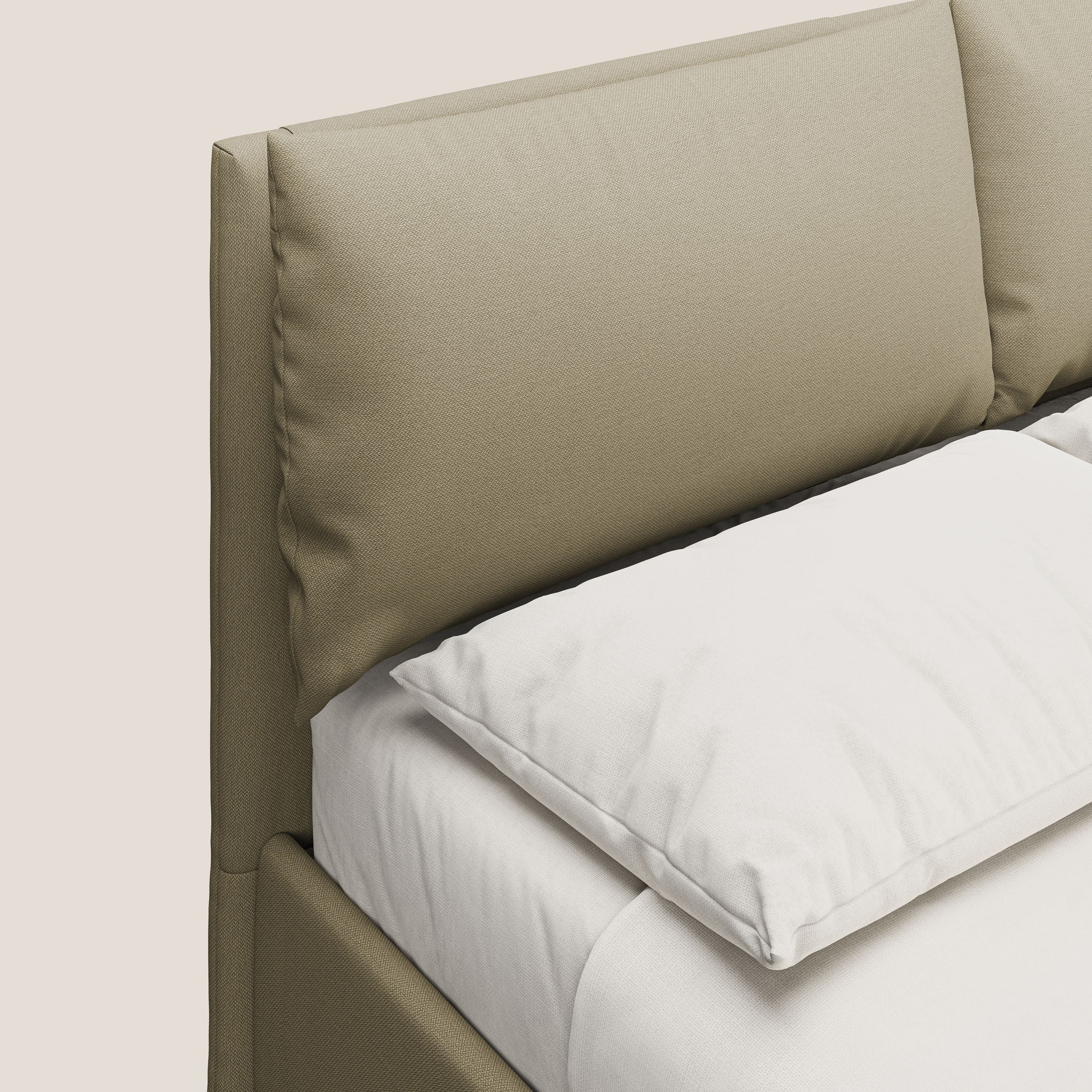 Elsa letto imbottito con vano contenitore in tessuto smacchiabile T05 cammello - divani.store