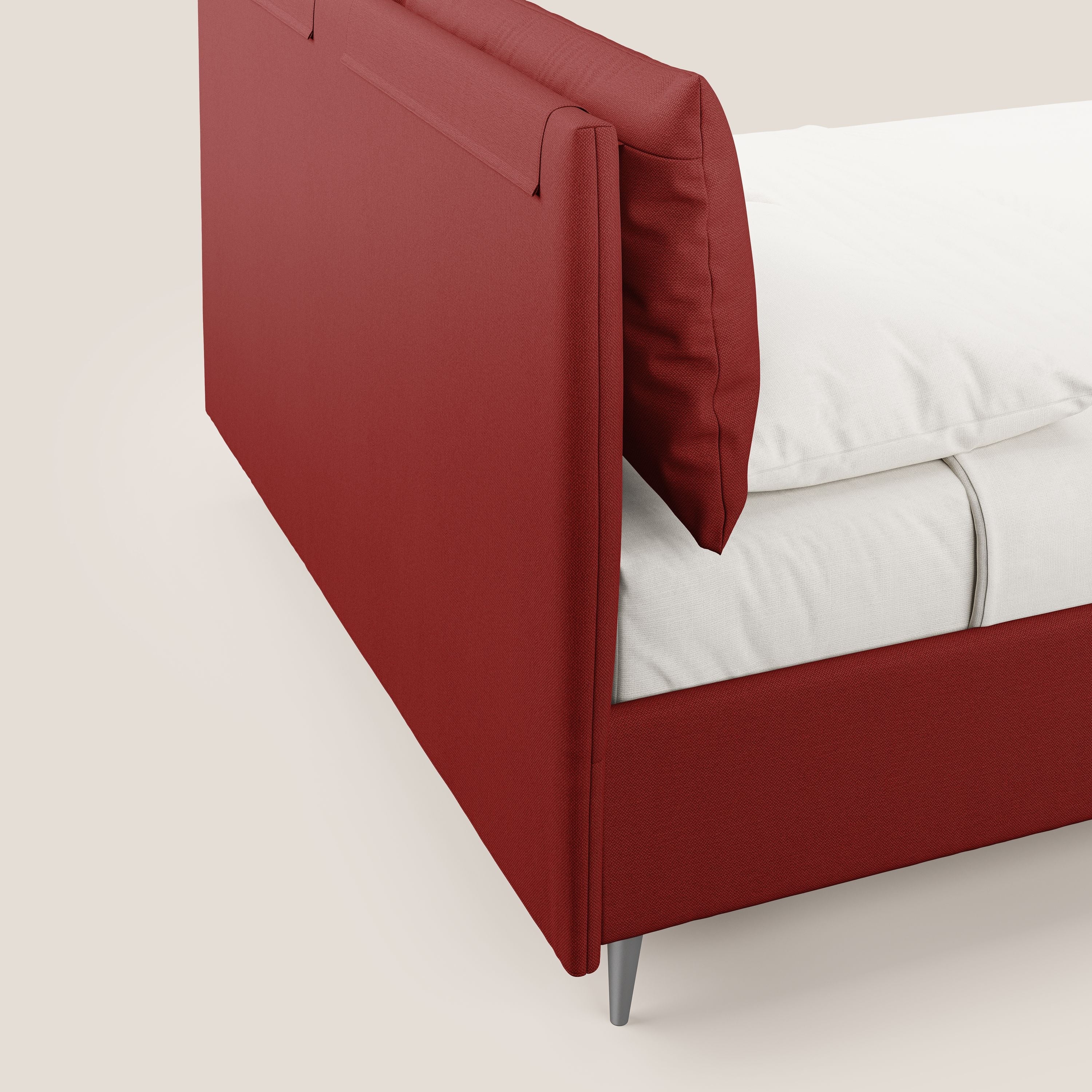 Elsa letto imbottito con vano contenitore in tessuto smacchiabile T05 rosso - divani.store