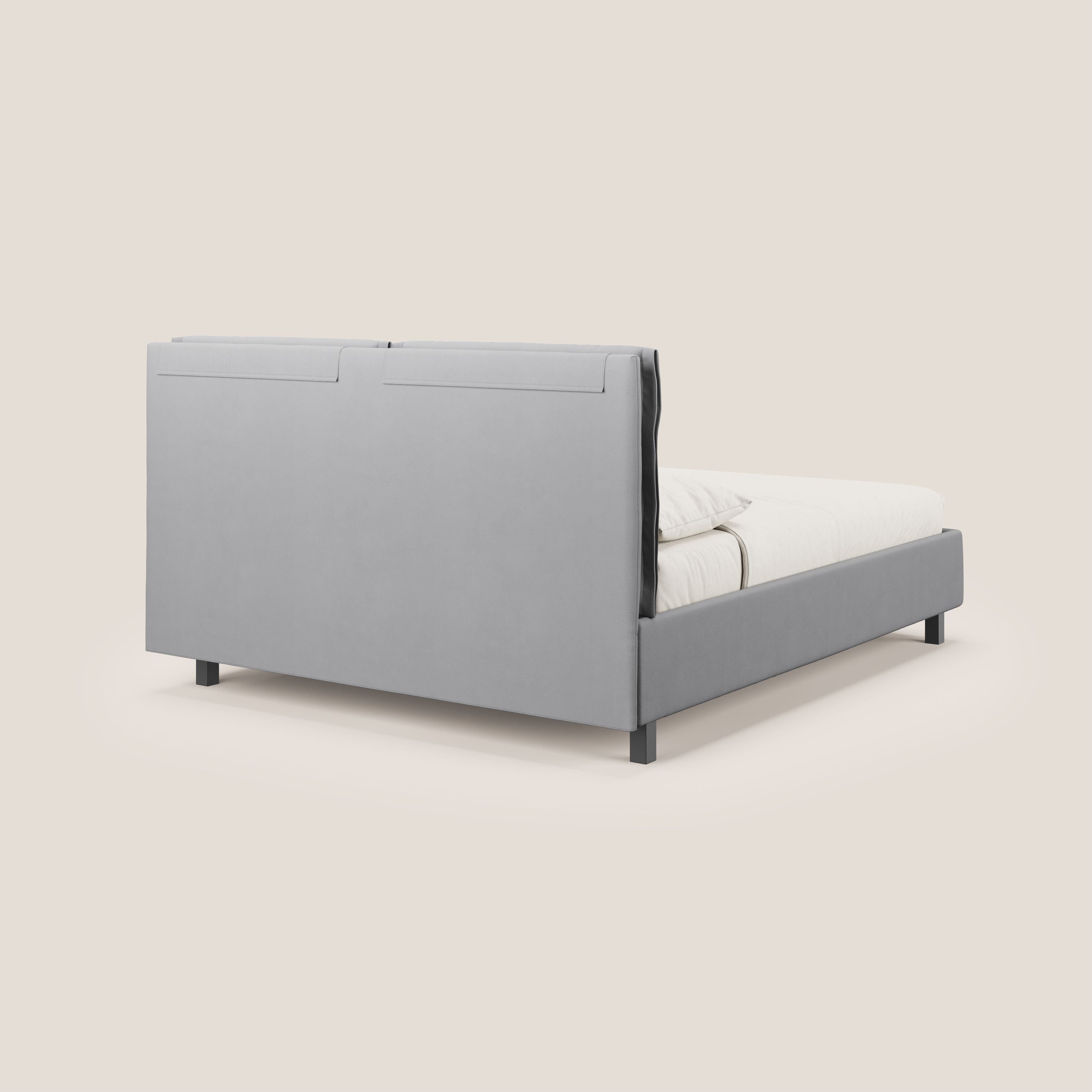 Emma letto contenitore con cuscini mobili in microfibra smacchiabile T11 grigio - divani.store