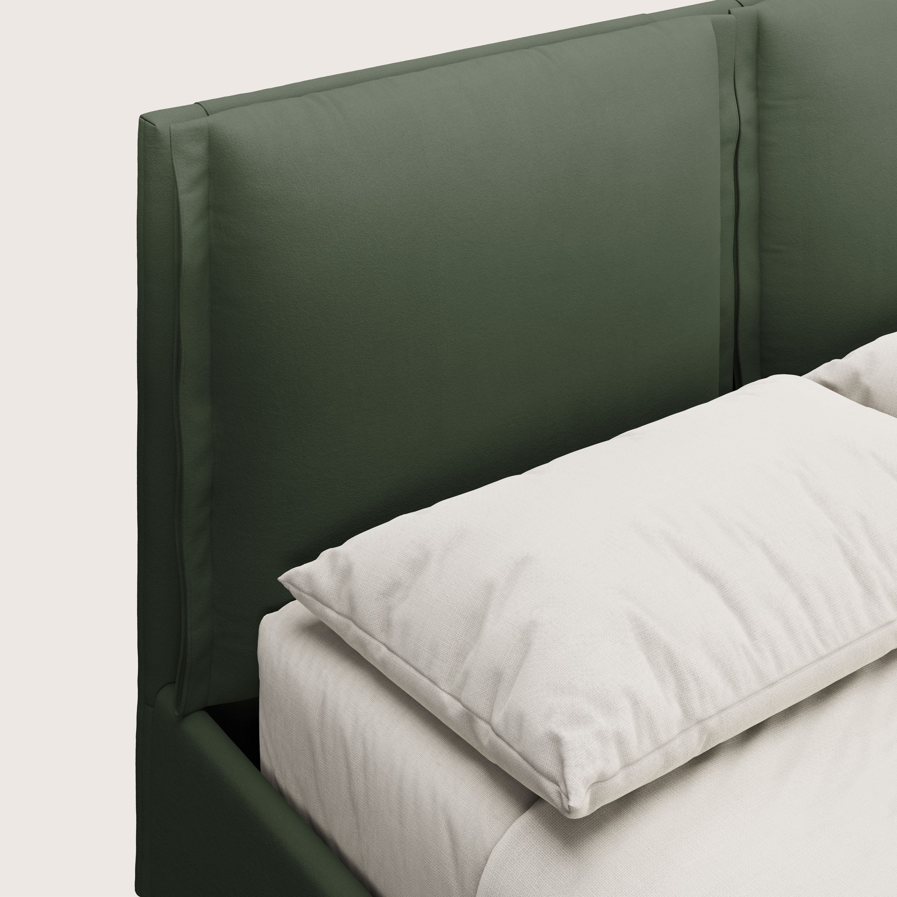 Emma letto contenitore con cuscini mobili in microfibra smacchiabile T11 verde - divani.store