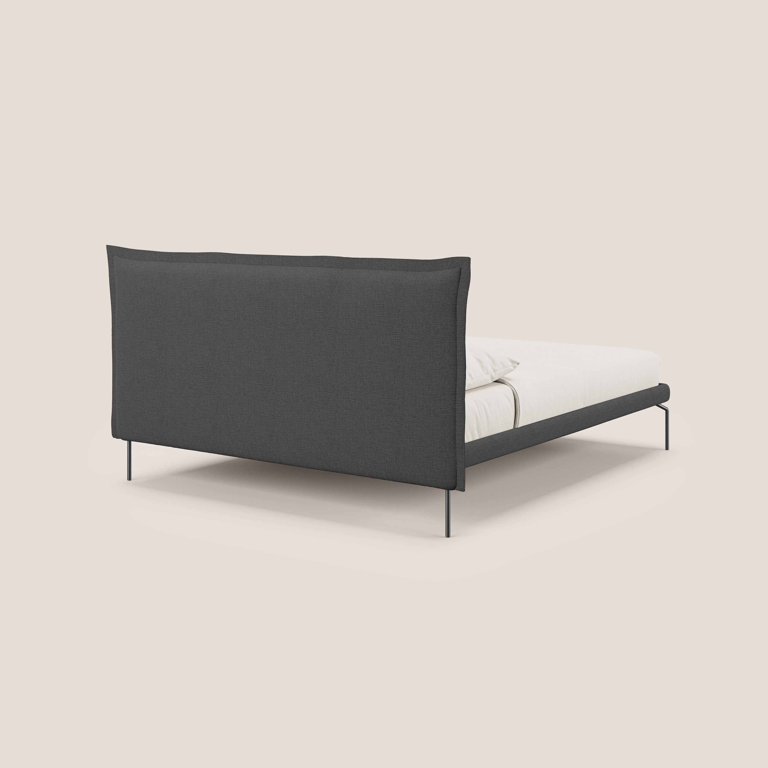 Eric letto imbottito design minimal in morbido tessuto impermeabile T14 antracite - divani.store