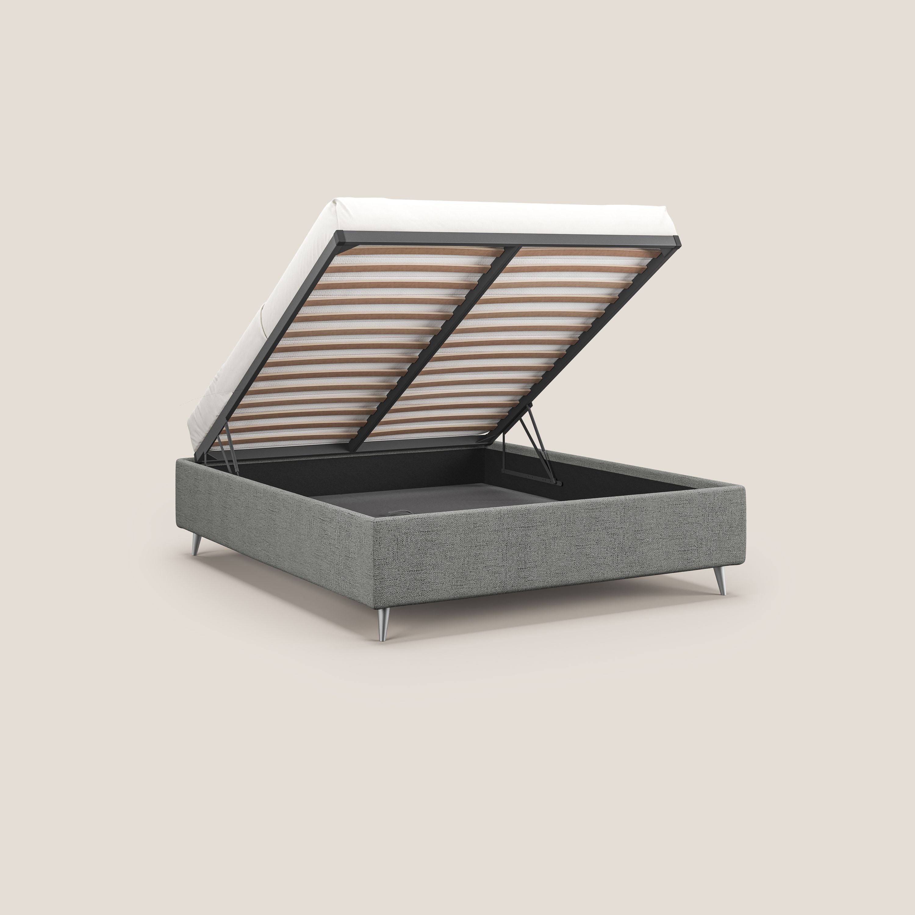 Febe sommier compatto con grande capienza del contenitore in tessuto impermeabile T03 grigio chiaro - divani.store