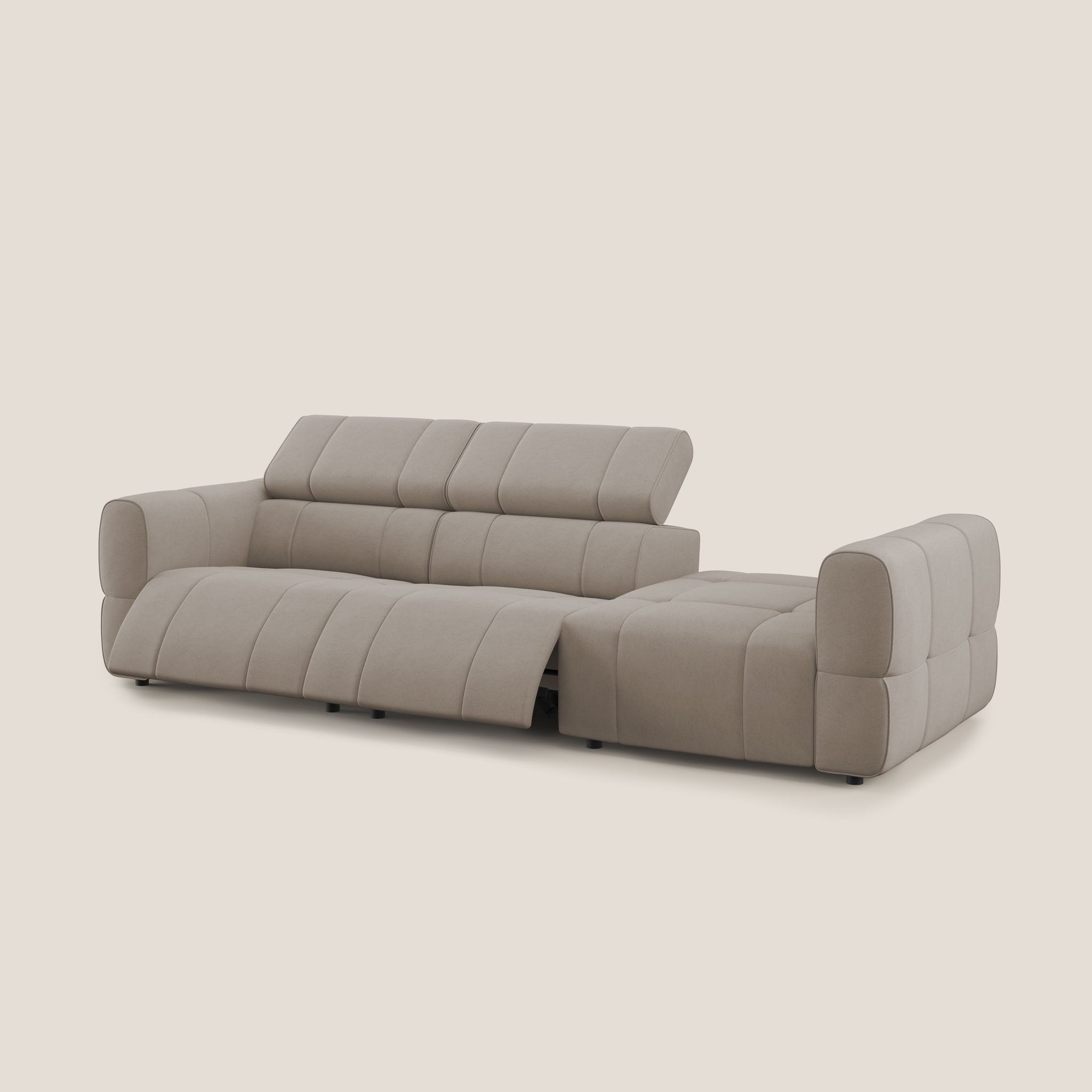 Giotto Modulares Sofa mit elektrischer Relaxoption aus wasserfestem Samt T09