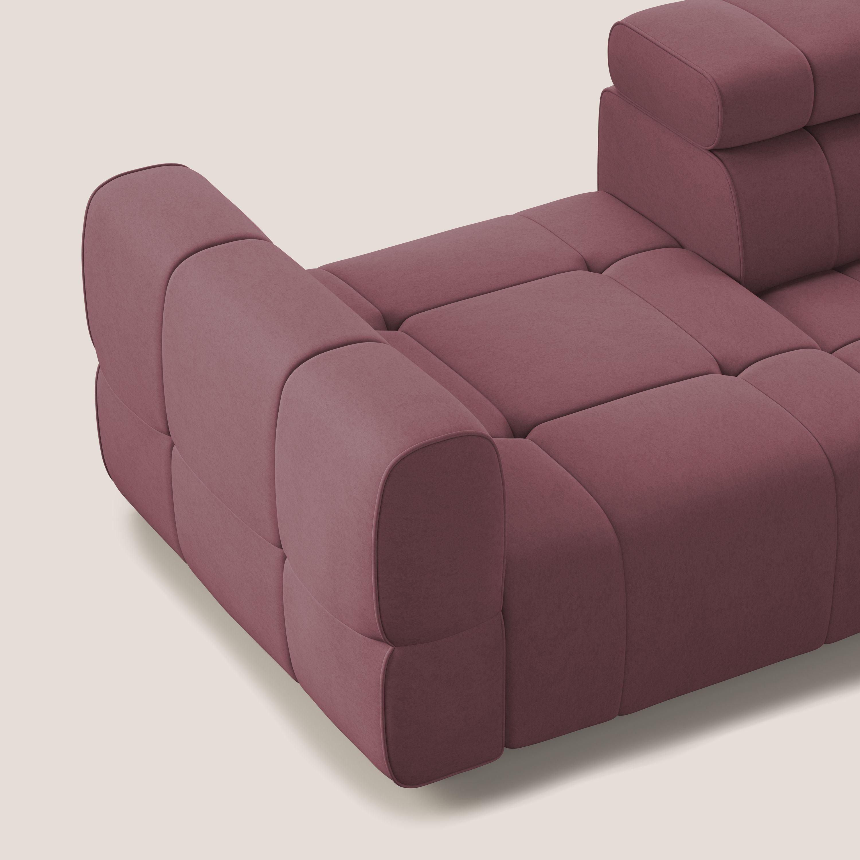 Giotto Divano con terminale e opzione relax elettrico in microfibra effetto velluto impermeabile T09 - divani.store