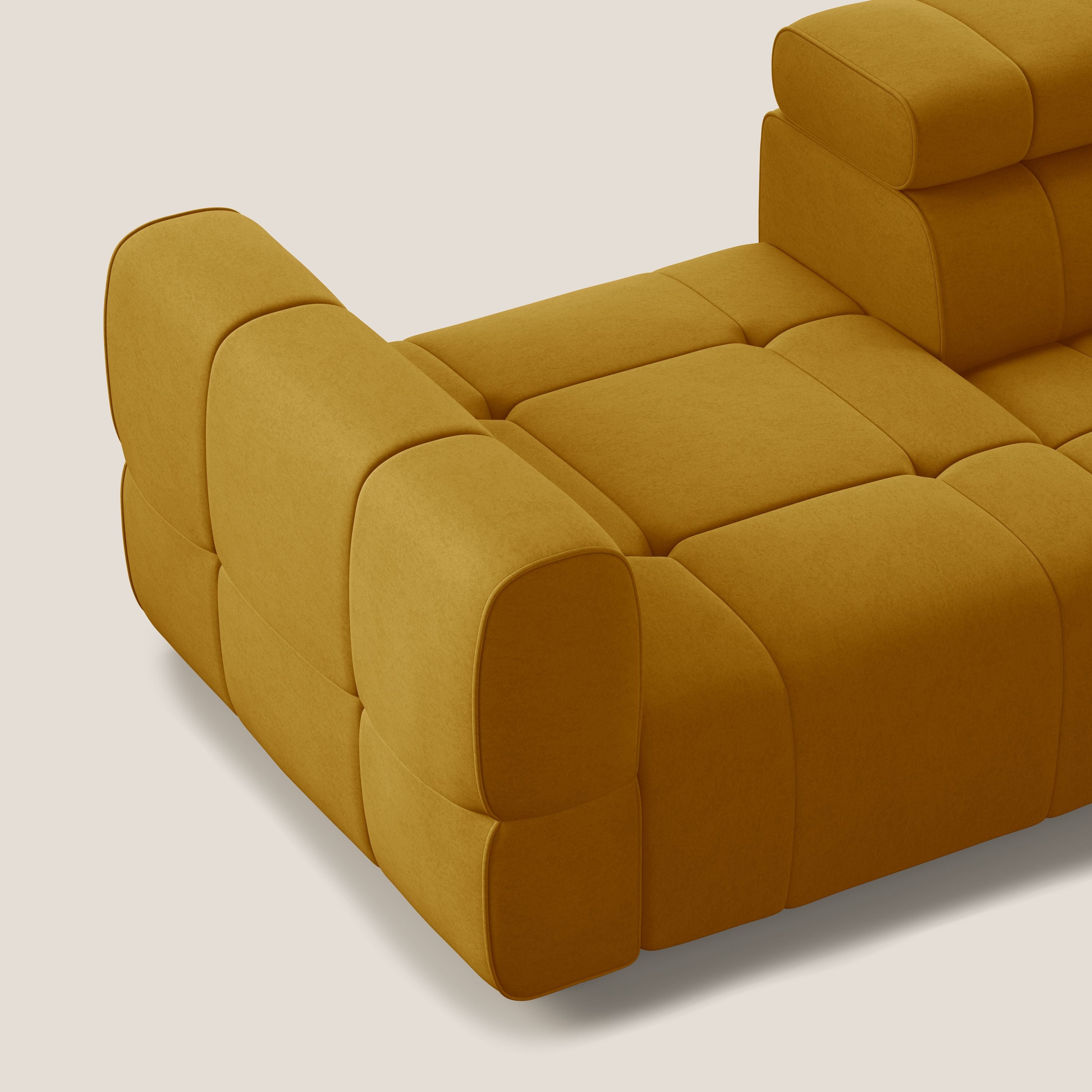 Giotto Divano con terminale e opzione relax elettrico in microfibra effetto velluto impermeabile T09 - divani.store