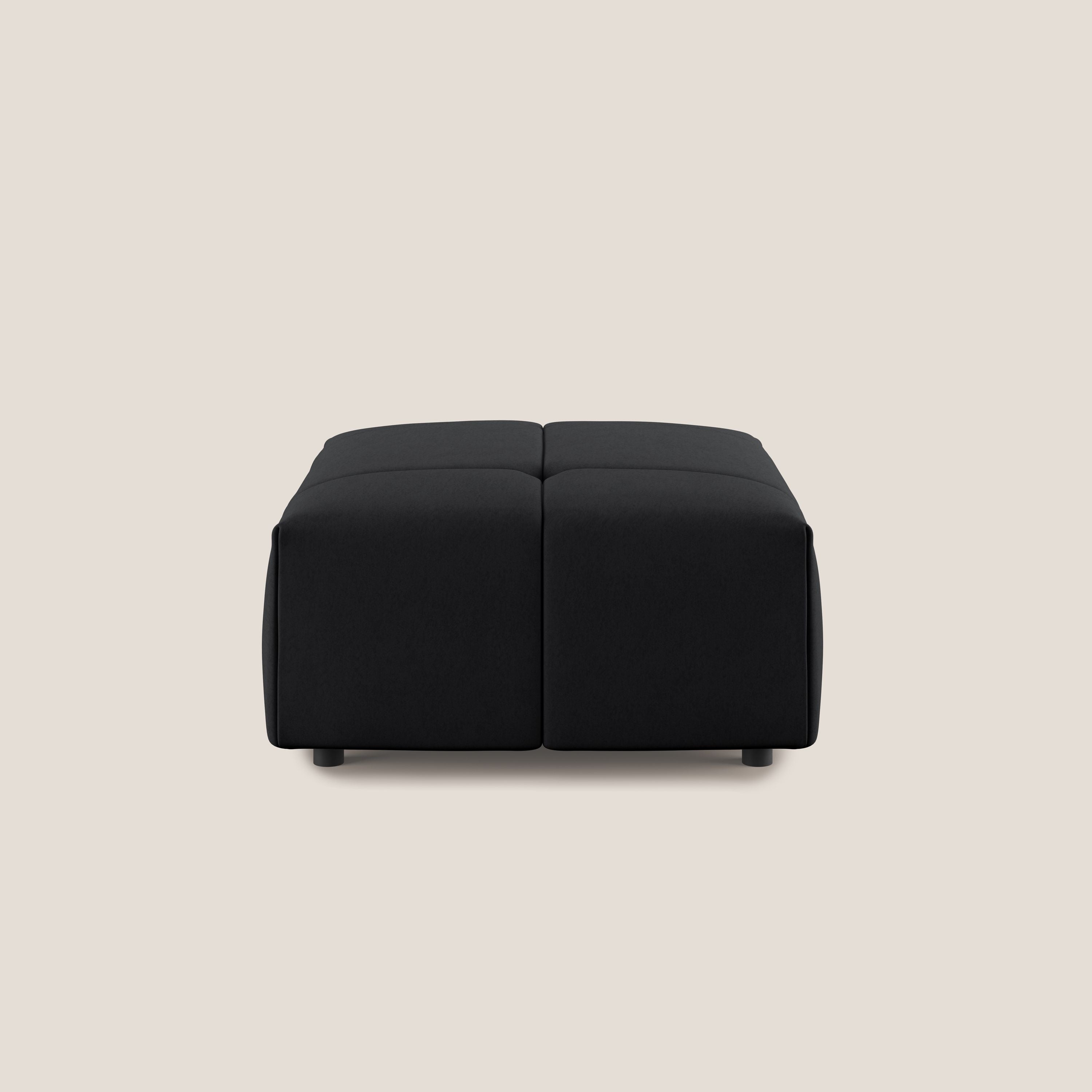 Giotto pouf in morbida microfibra effetto velluto impermeabile idrorepellente T09 antracite - divani.store