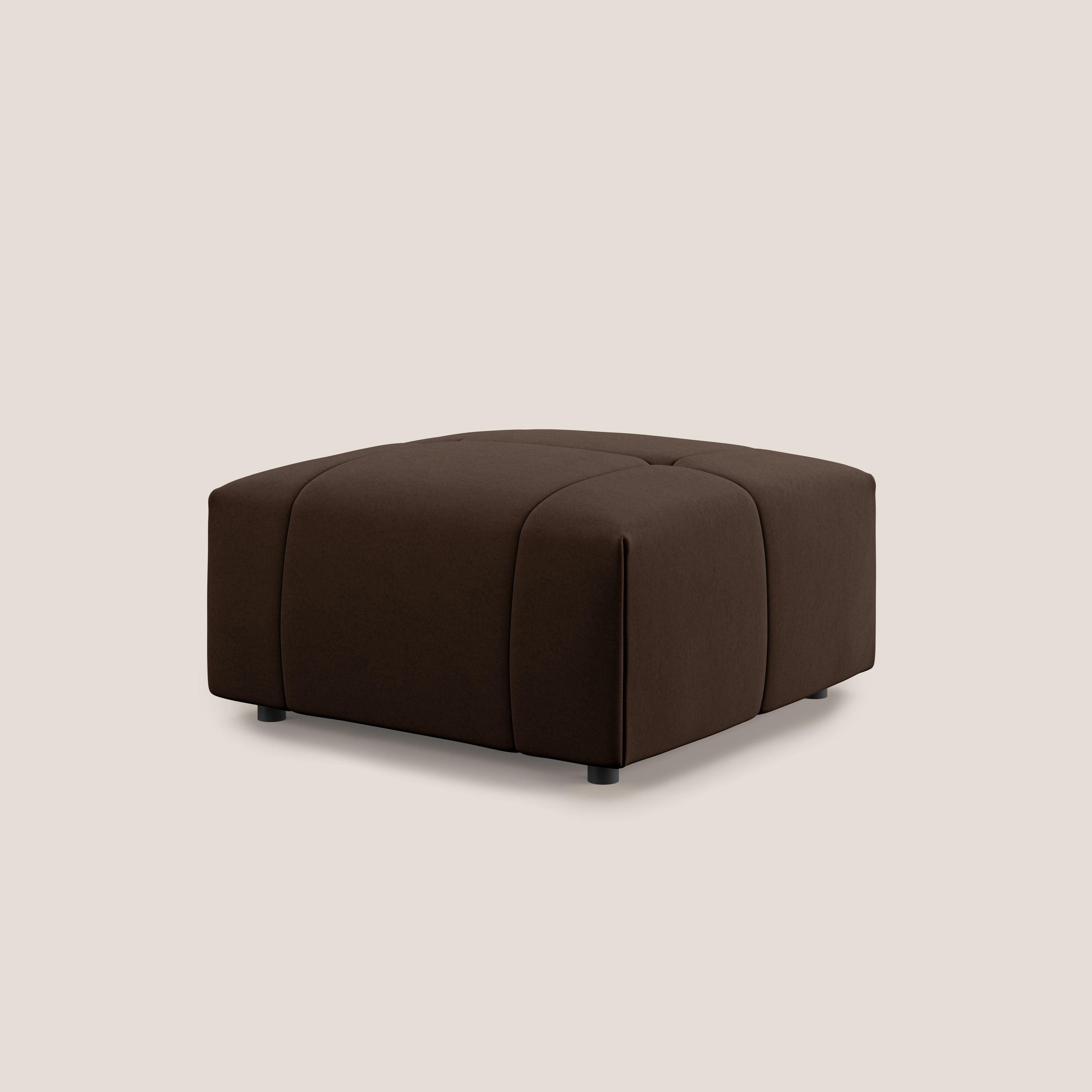 Giotto pouf in morbida microfibra effetto velluto impermeabile idrorepellente T09 marrone - divani.store